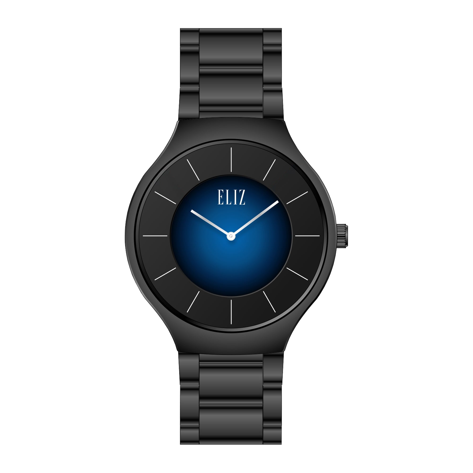 ELIZ ES8802U3NBN Ceramic Case & Band 2-Hands Unisex Watch