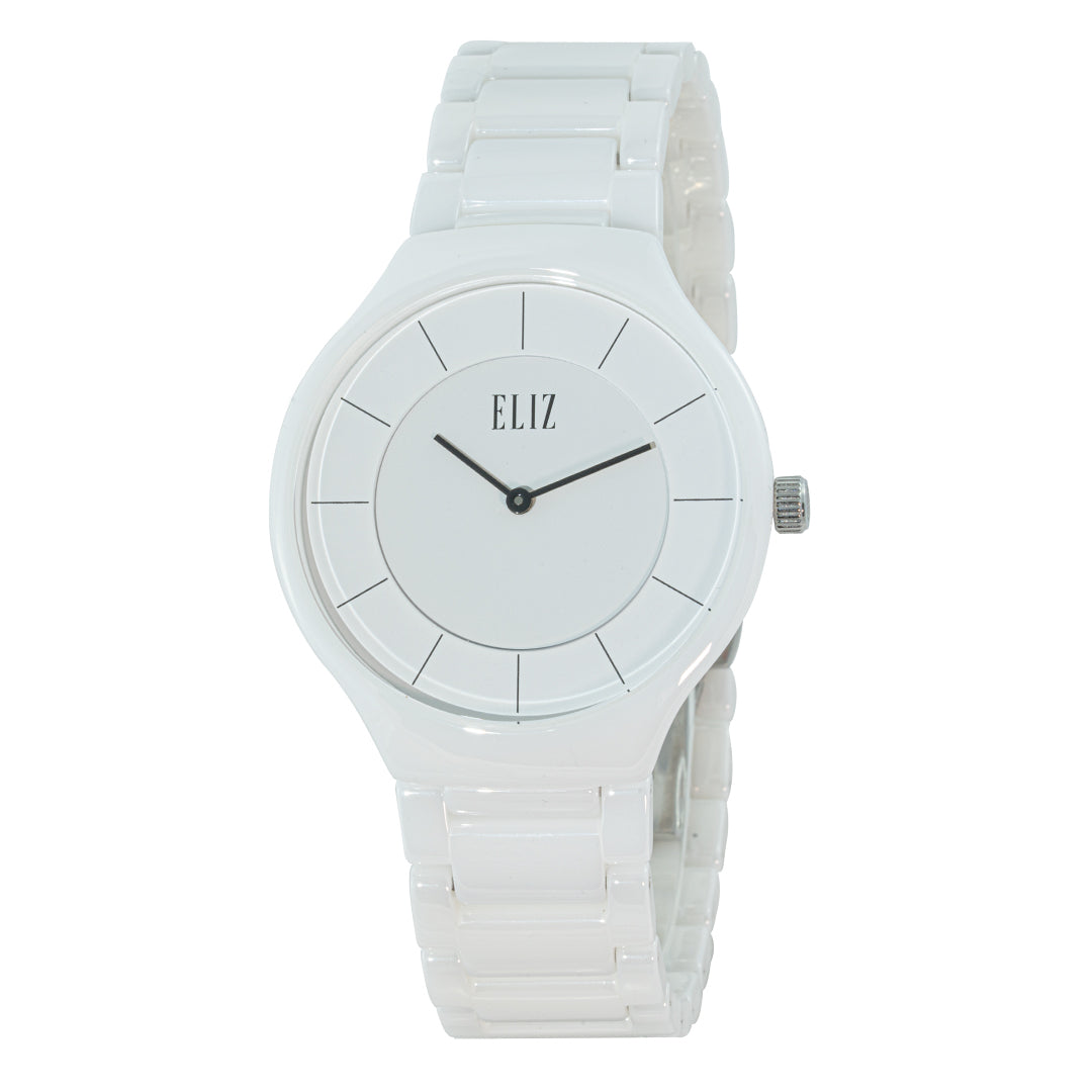 ELIZ ES8802U3WNW Ceramic Case Band Unisex Watch - Front