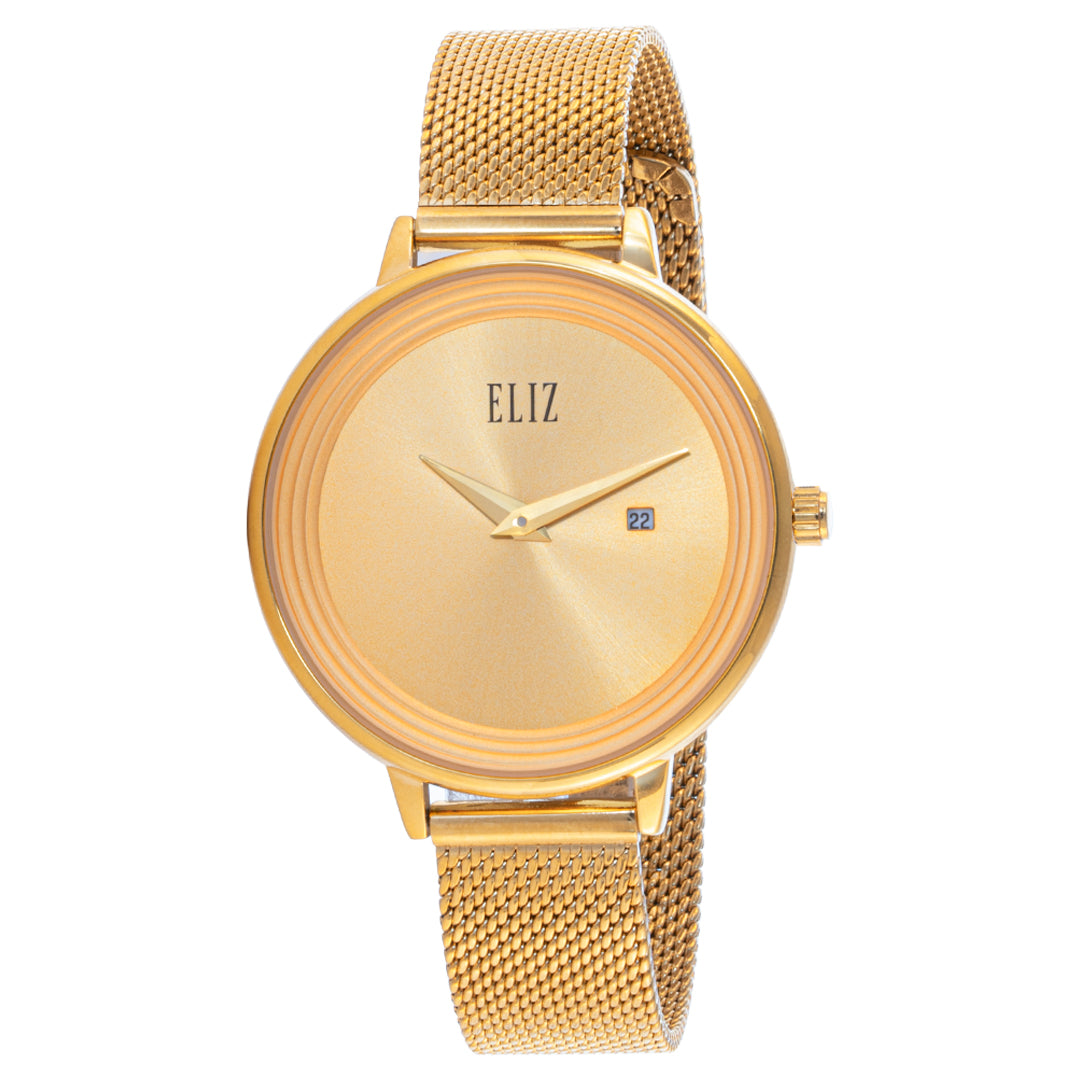 ELIZ ES8825L2GCG SS & Mesh Strap Date Women's Watch