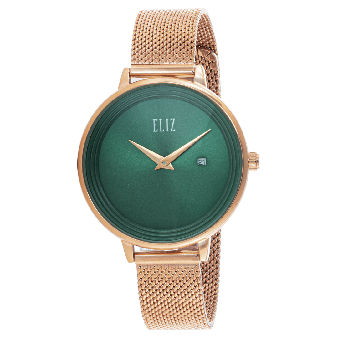 ELIZ ES8825L2RER SS & Mesh Strap Date Women's Watch