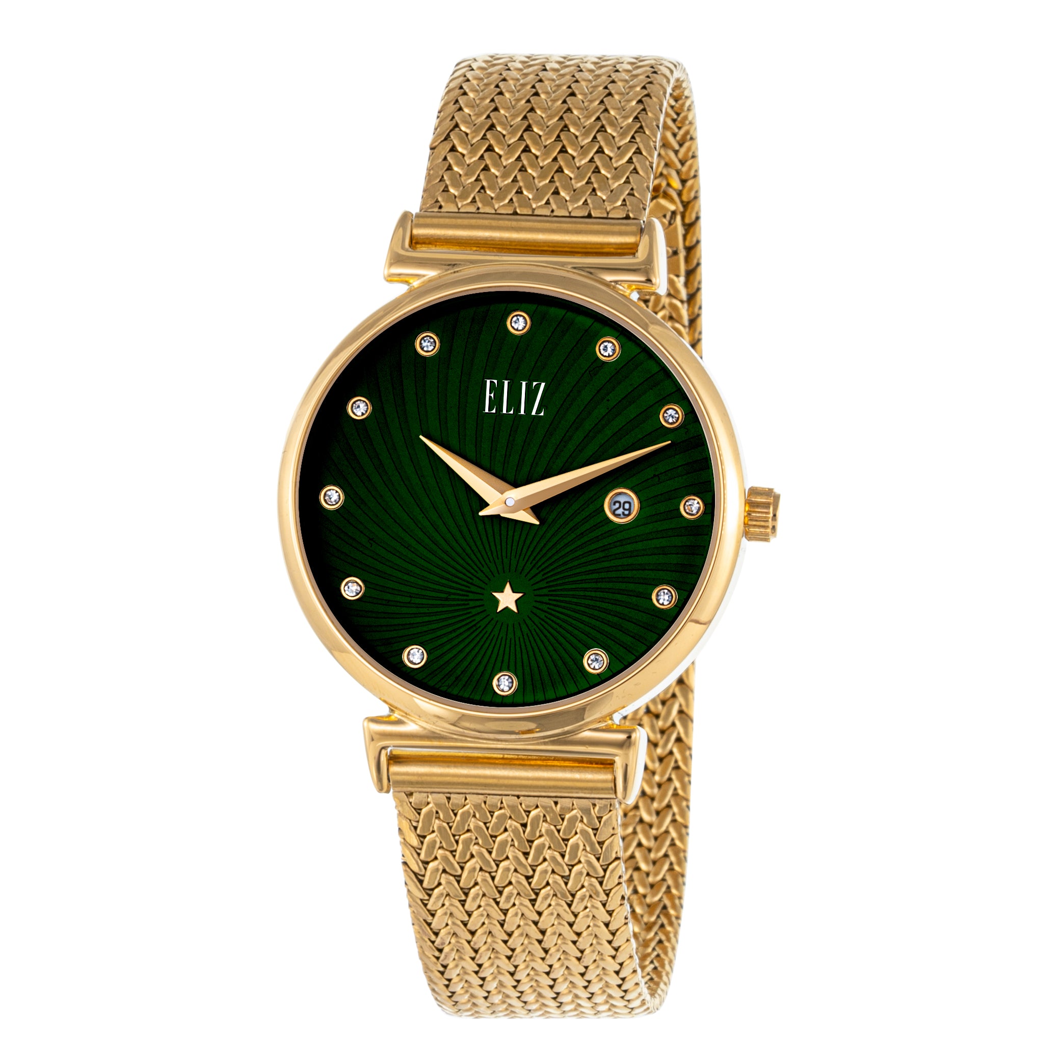 ELIZ ES8849L2GEG SS Caseback & Mesh Strap 2-Hands Women's Watch