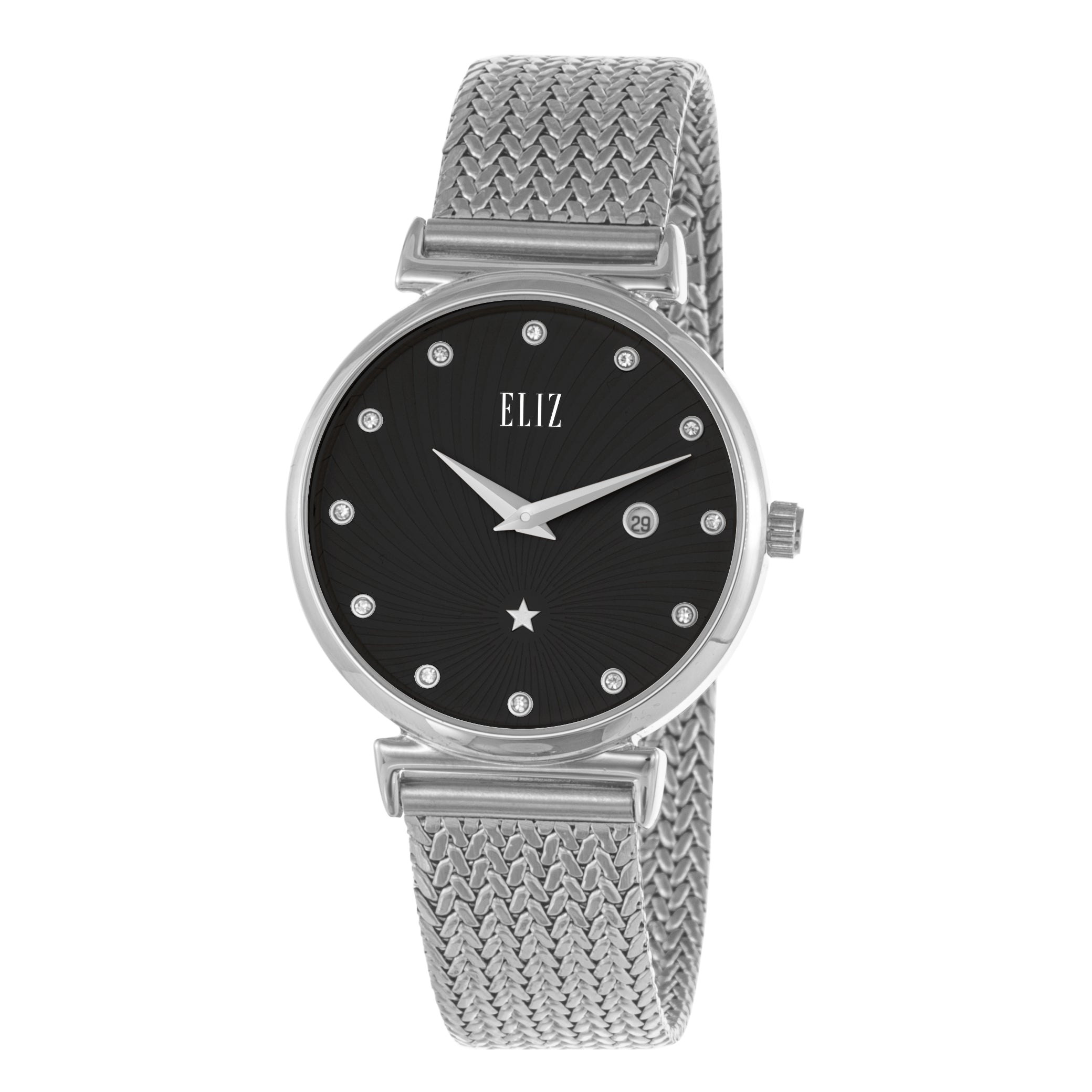 ELIZ ES8849L2SBS SS Caseback & Mesh Strap 2-Hands Women's Watch