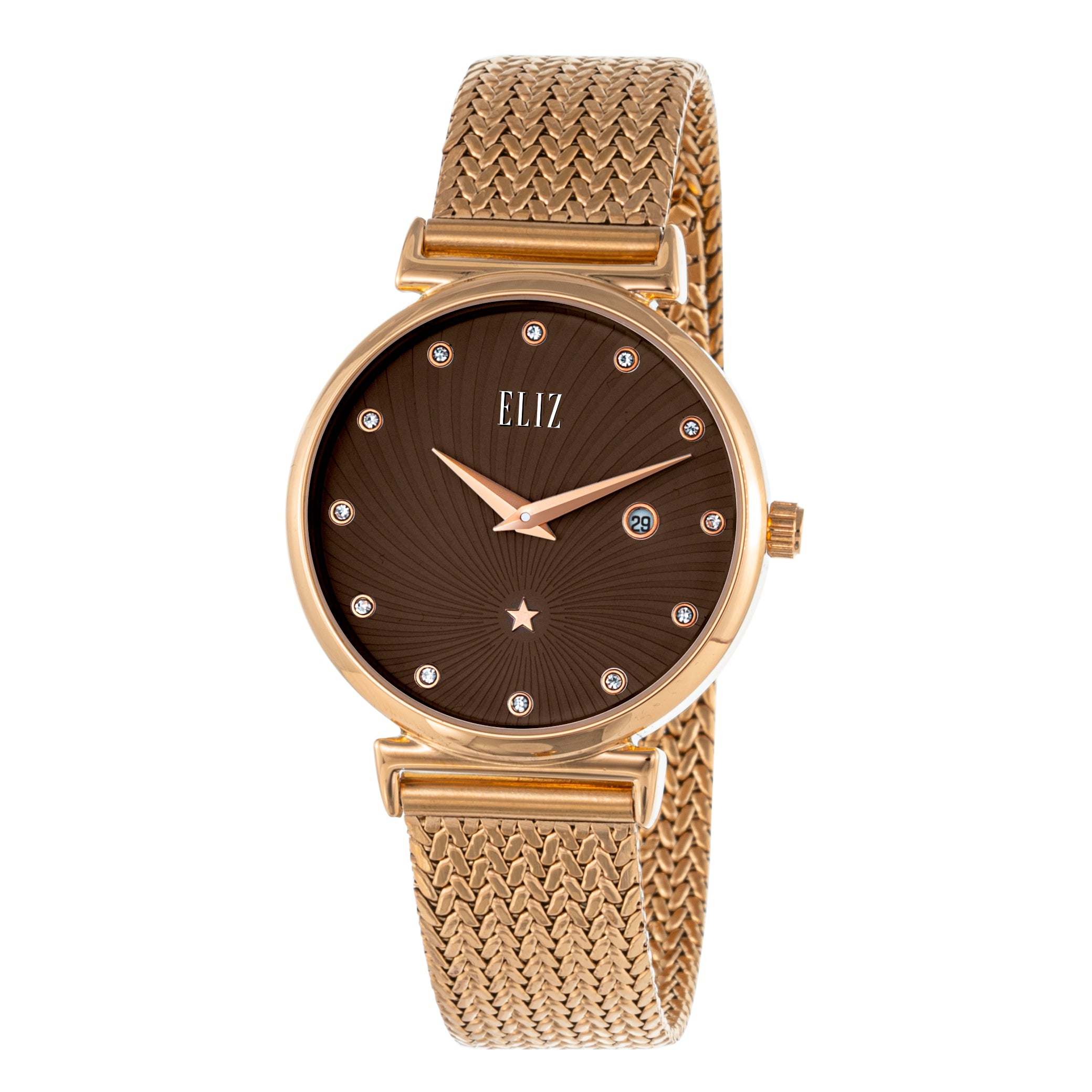 ELIZ ES8849L2ROR SS Caseback & Mesh Strap 2-Hands Women's Watch