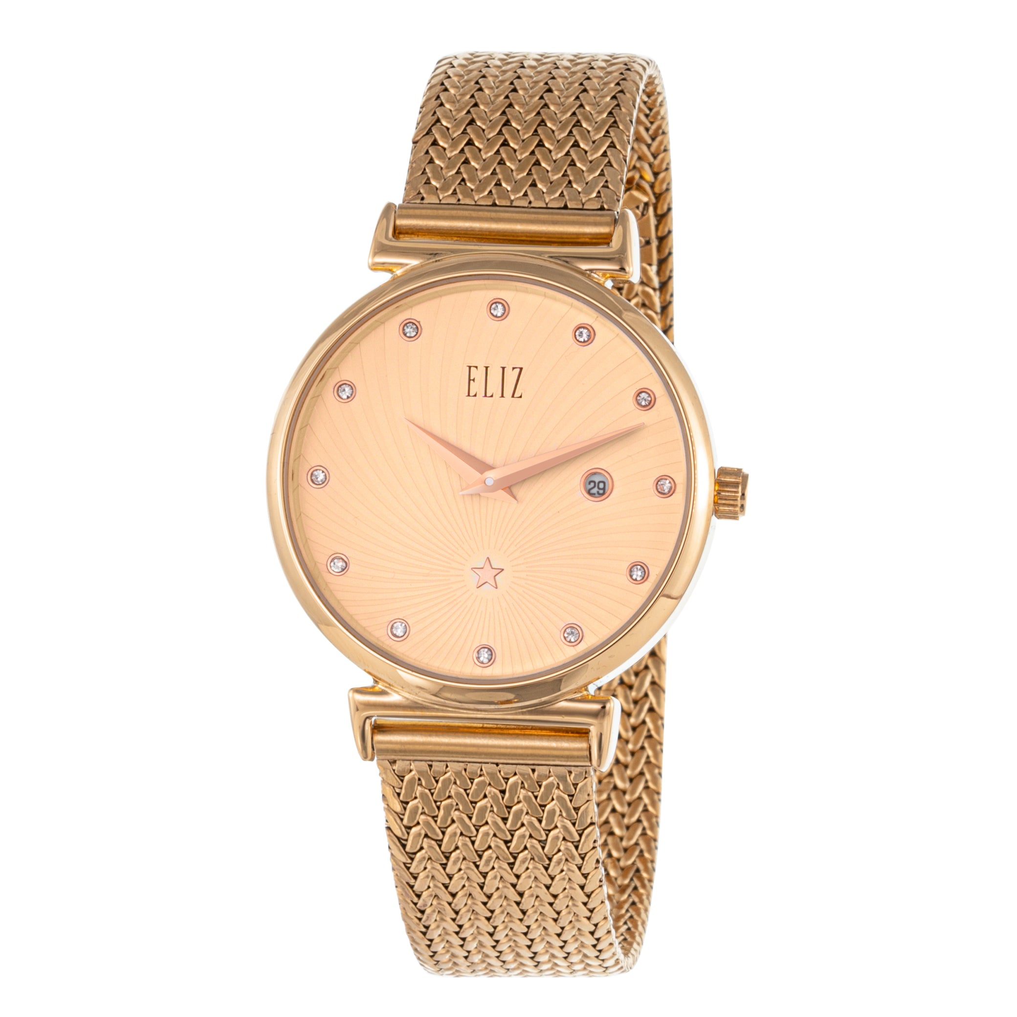 ELIZ ES8849L2RPR SS Mesh Strap Women's Watch - Front