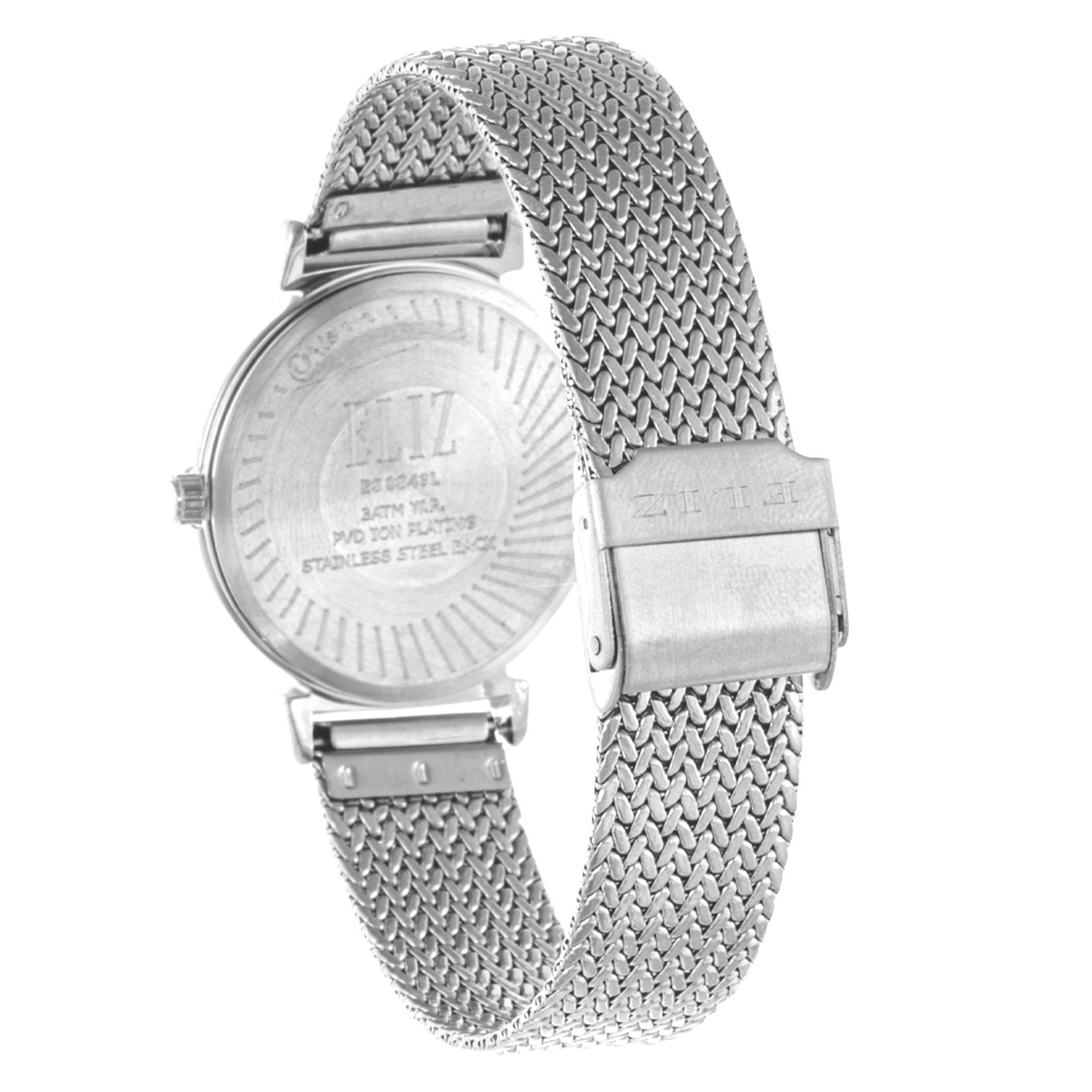 ELIZ ES8849L2SBS SS Caseback & Mesh Strap 2-Hands Women's Watch