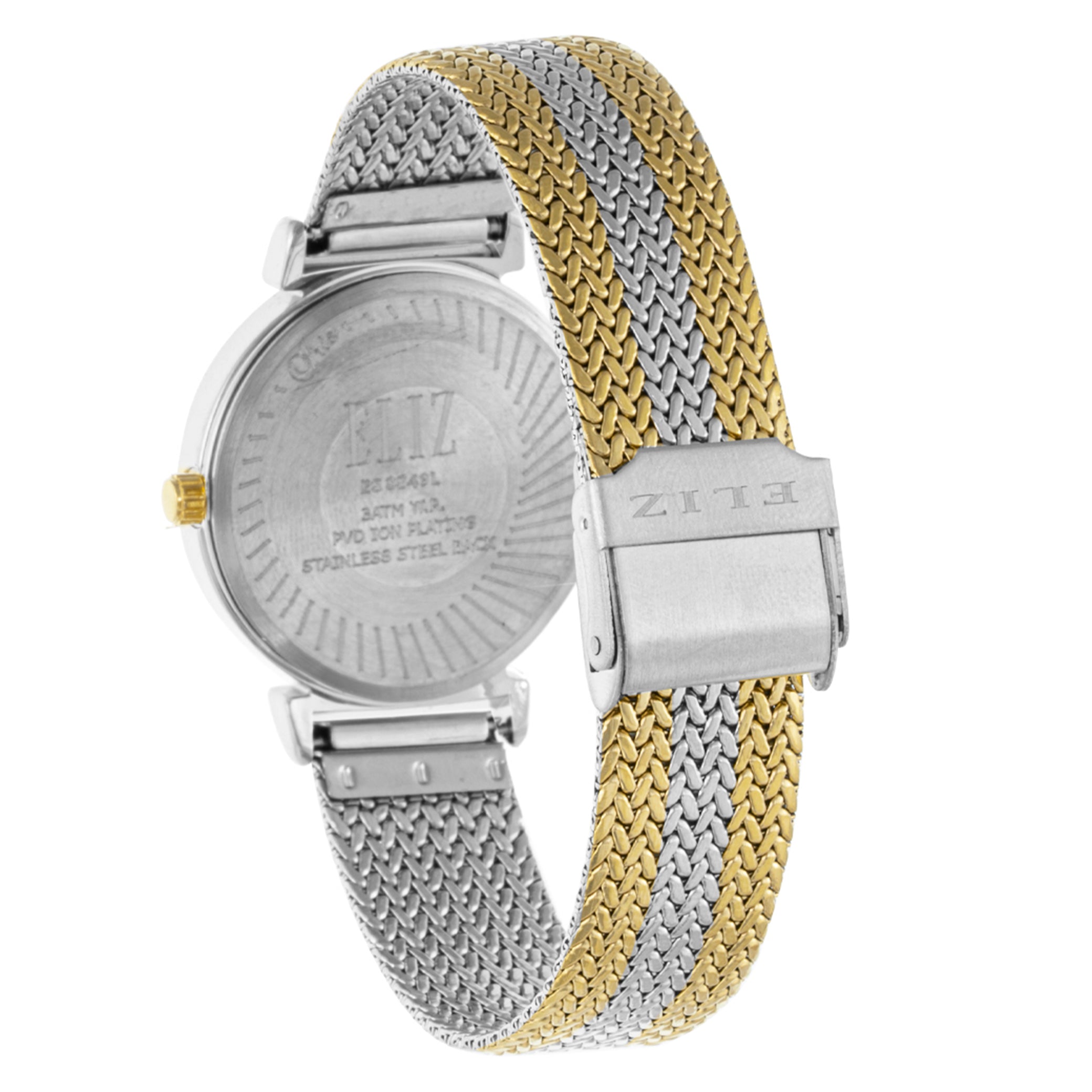 ELIZ ES8849L2TST SS Caseback & Mesh Strap 2-Hands Women's Watch