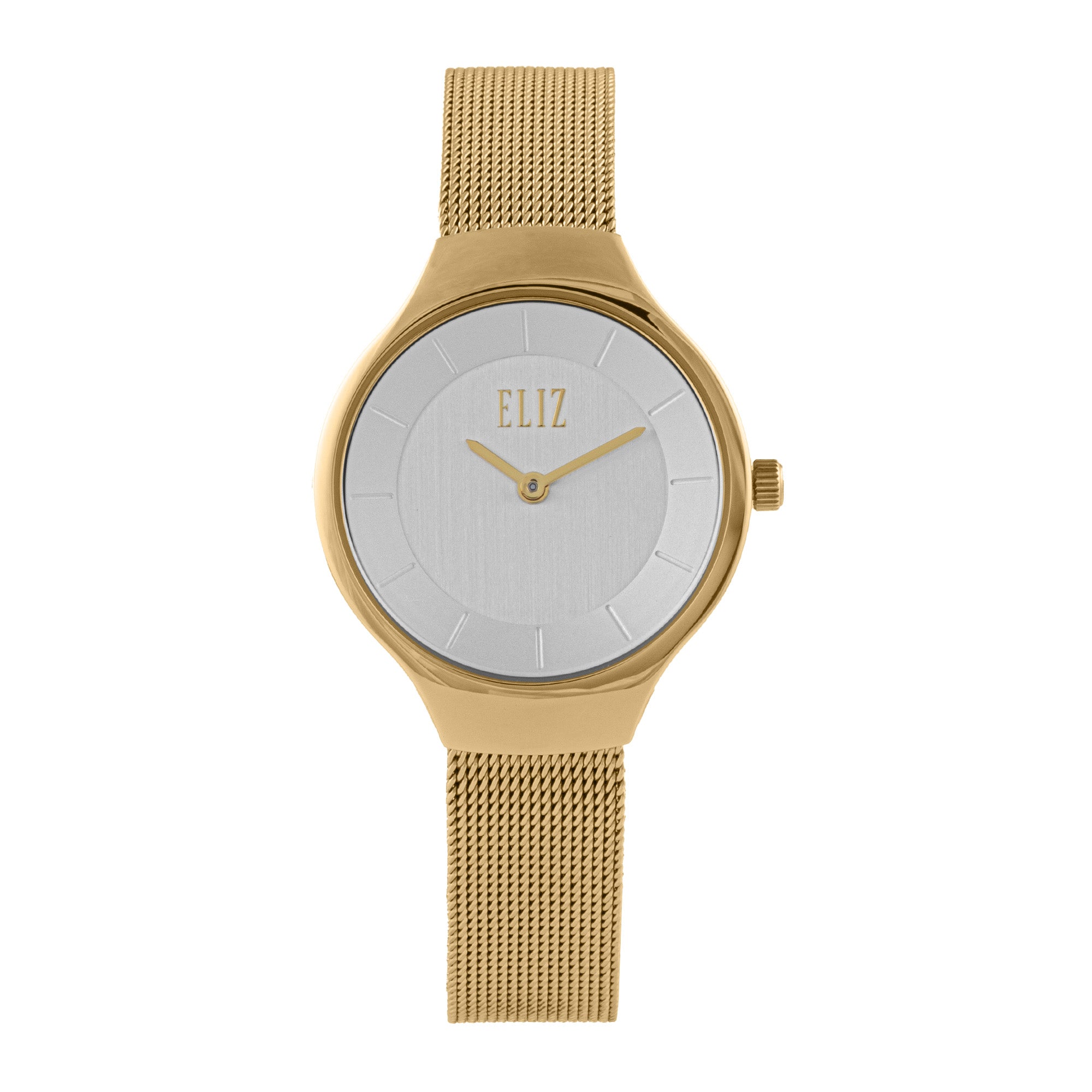 ELIZ ES8864L2GSG SS Case & Mesh Strap 2-Hands Women's Watch