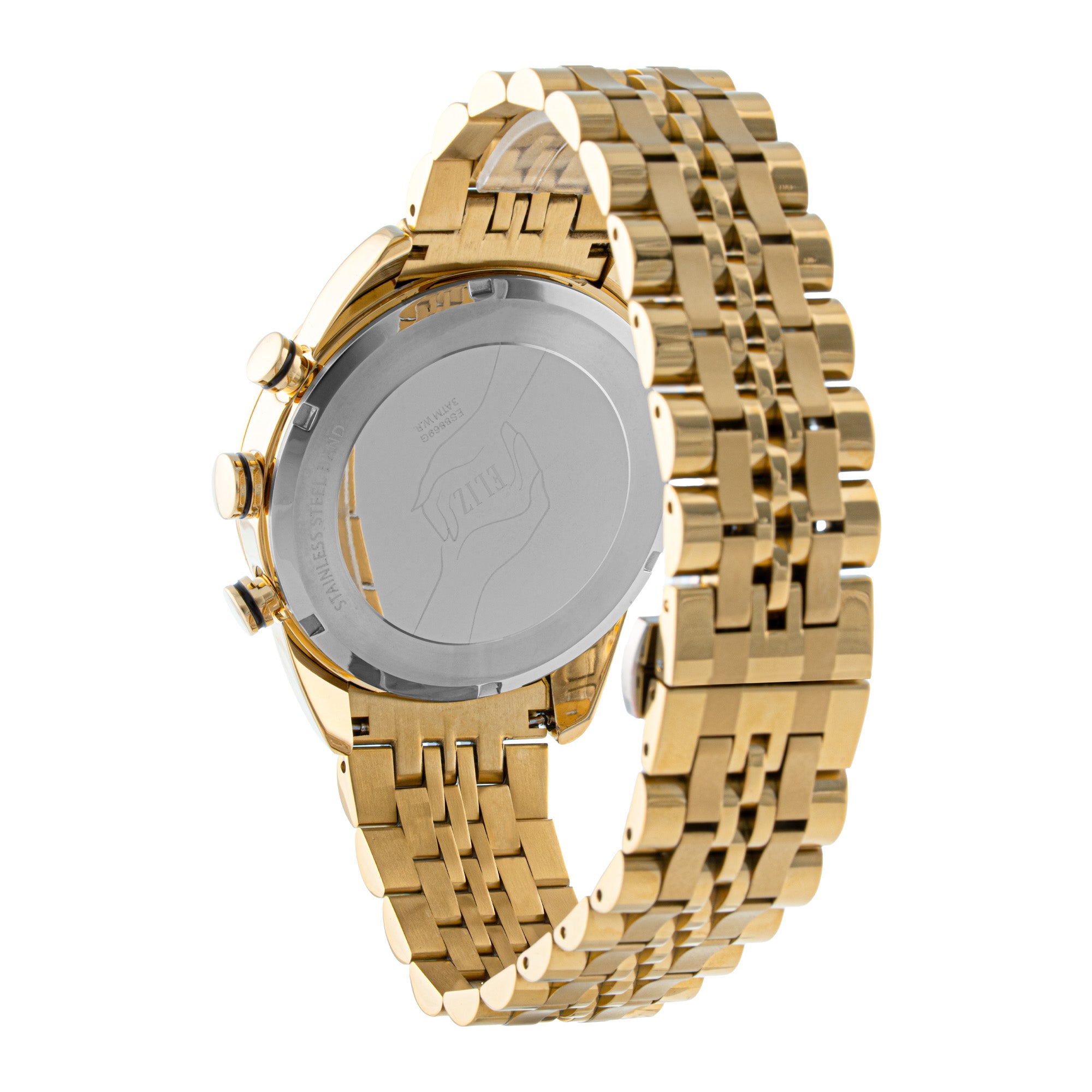 ELIZ ES8869G2GSG SS Caseback & Band Multifunction Men's Watch