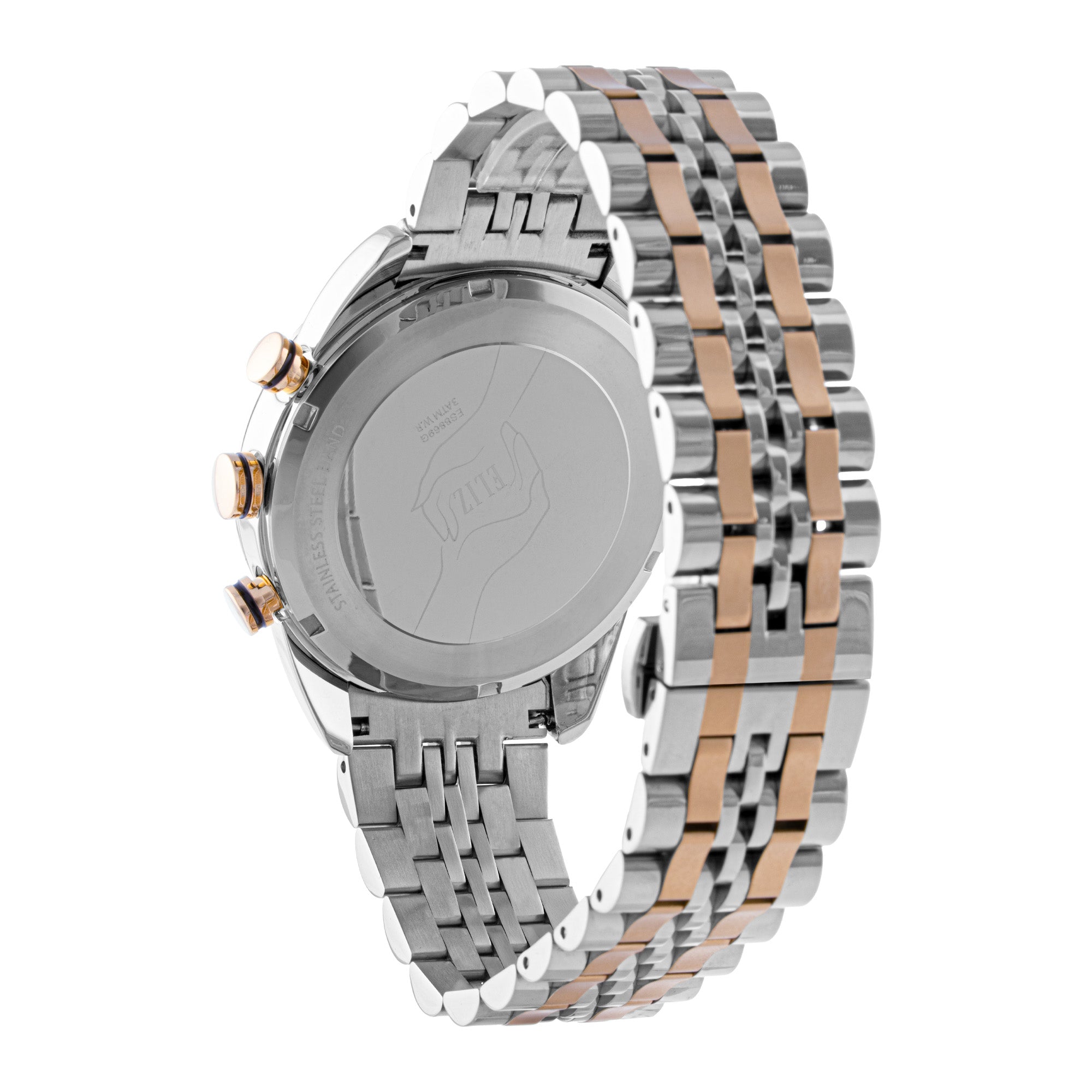 ELIZ ES8869G2UGU SS Caseback & Band Multifunction Men's Watch