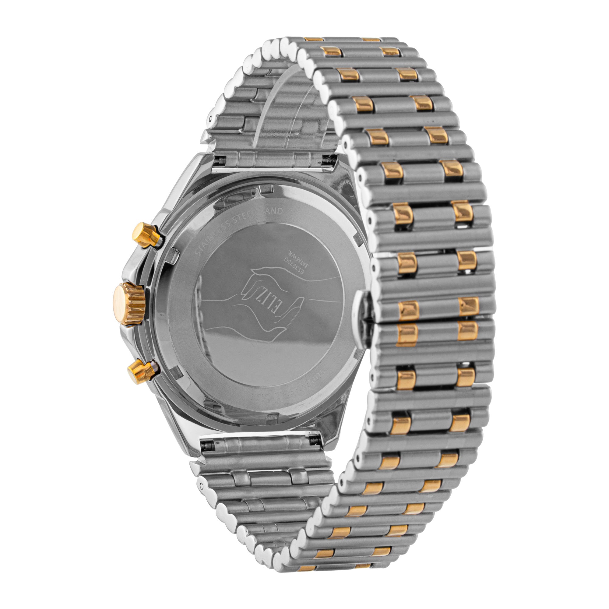 ELIZ ES8870G2UBU SS Caseback & Band Chronograph Men's Watch