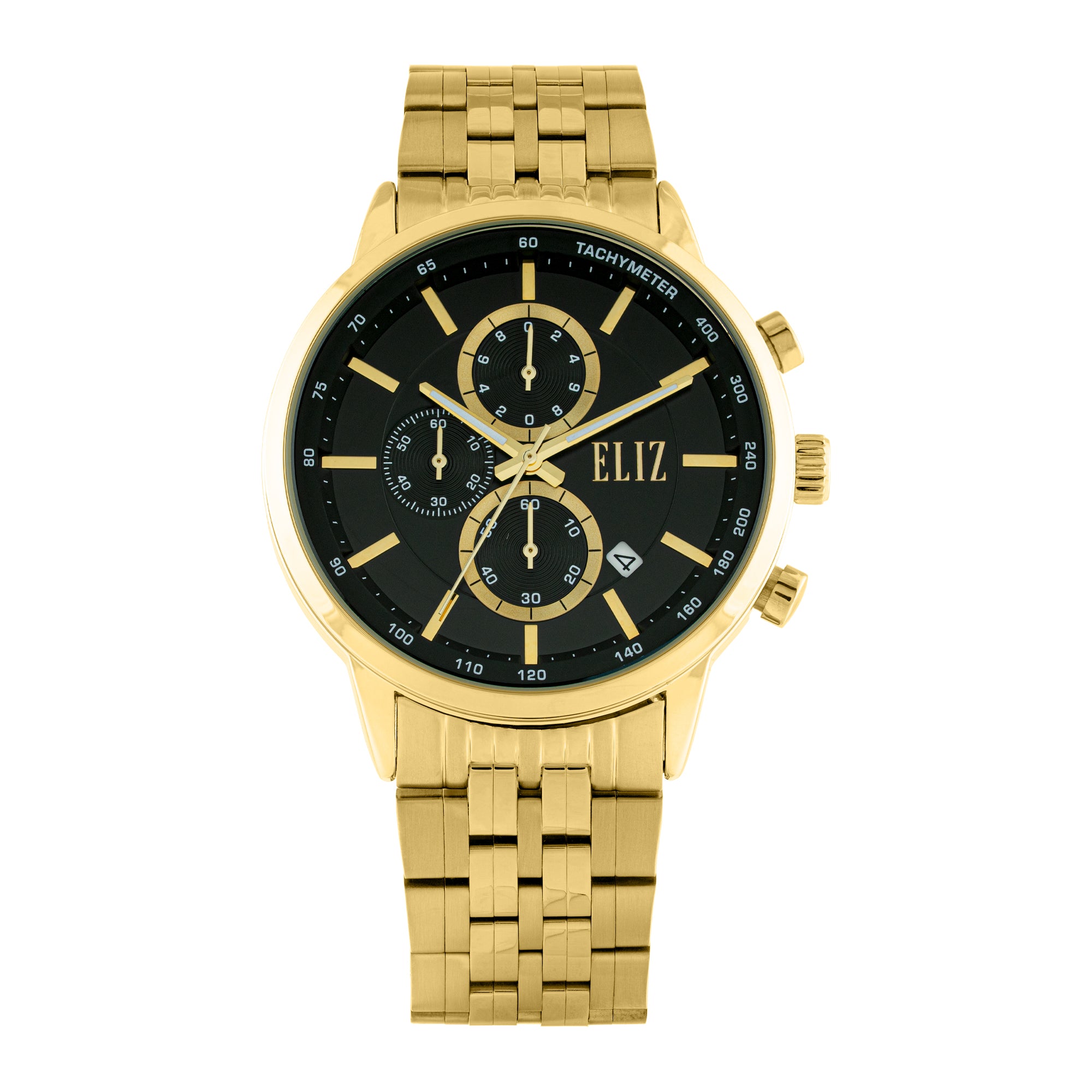 ELIZ  ES8882G2GNG SS Caseback & Band Chronograph Men's Watch