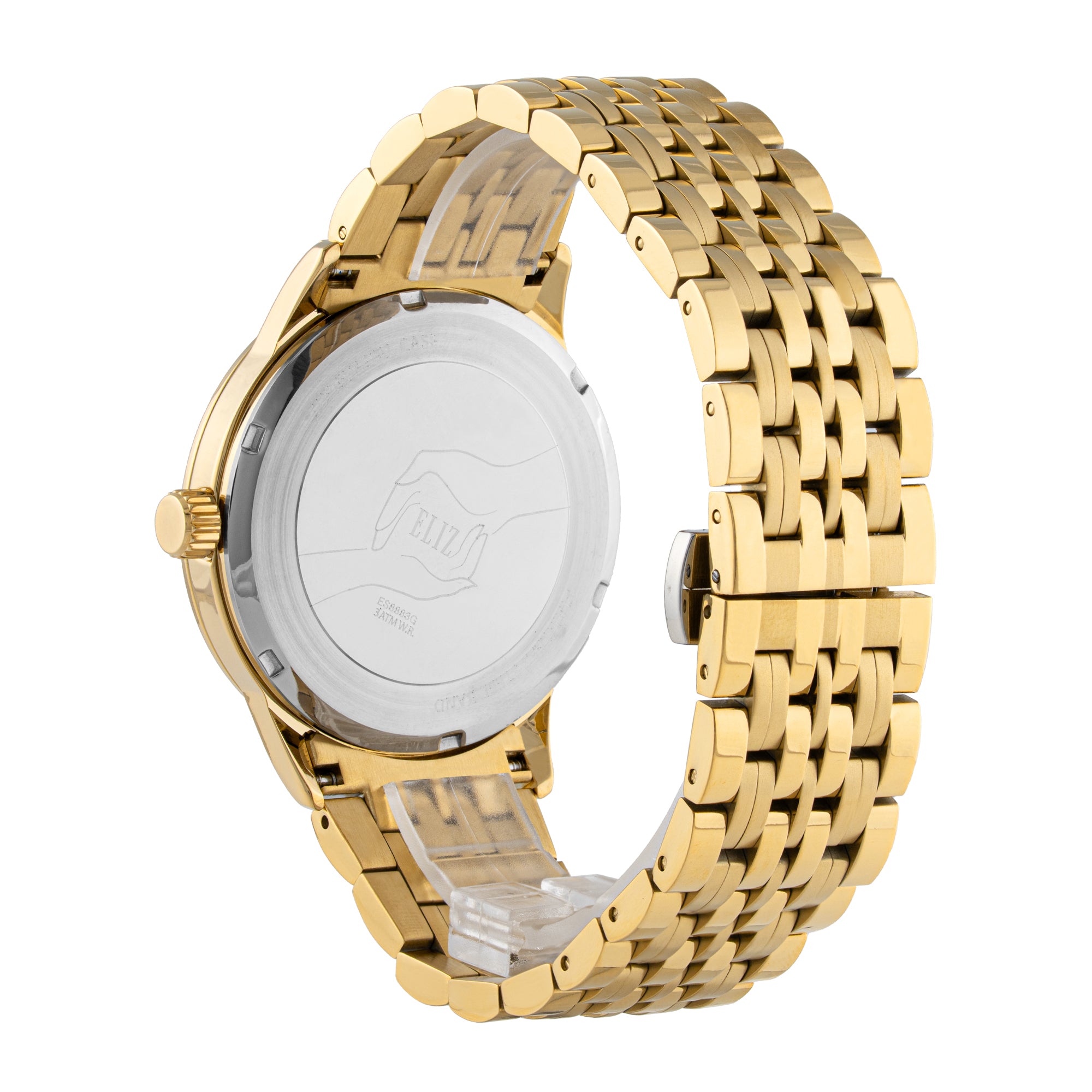 ELIZ ES8883G2GCG SS Caseback & Band Calendar Men's Watch