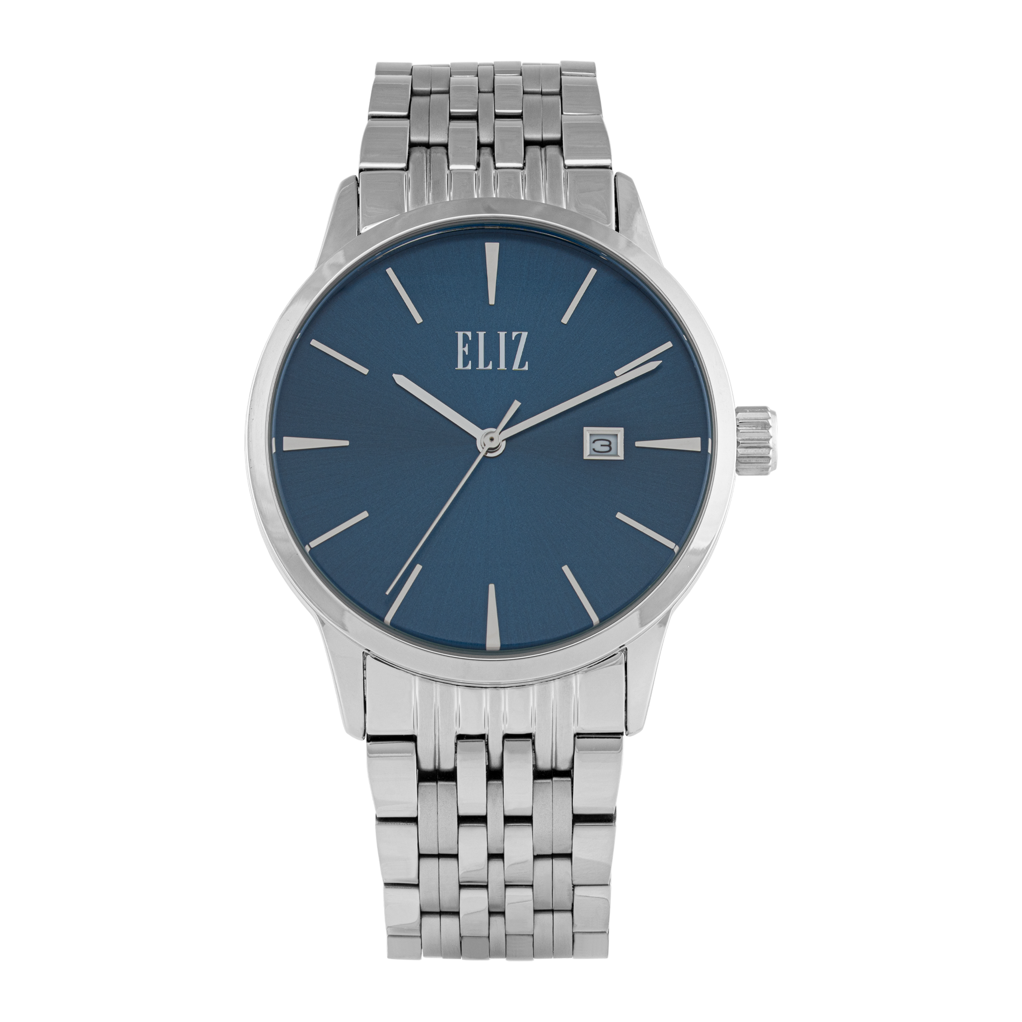 ELIZ  ES8883G2SBS SS Caseback & Band Calendar Men's Watch