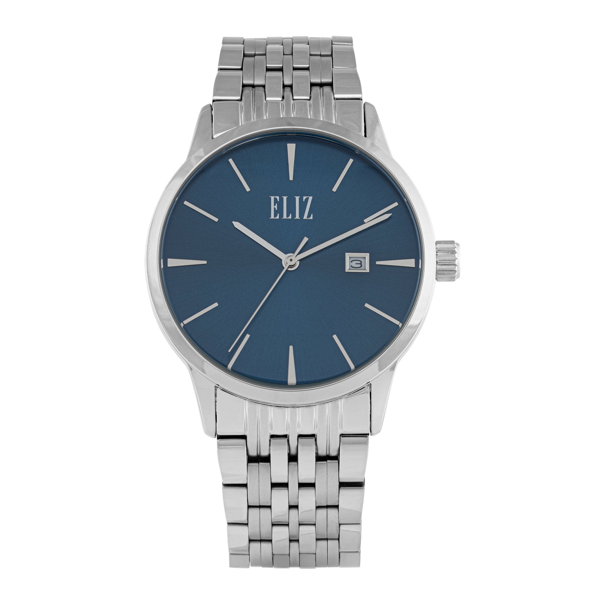 ELIZ  ES8883G2SBS SS Caseback & Band Calendar Men's Watch