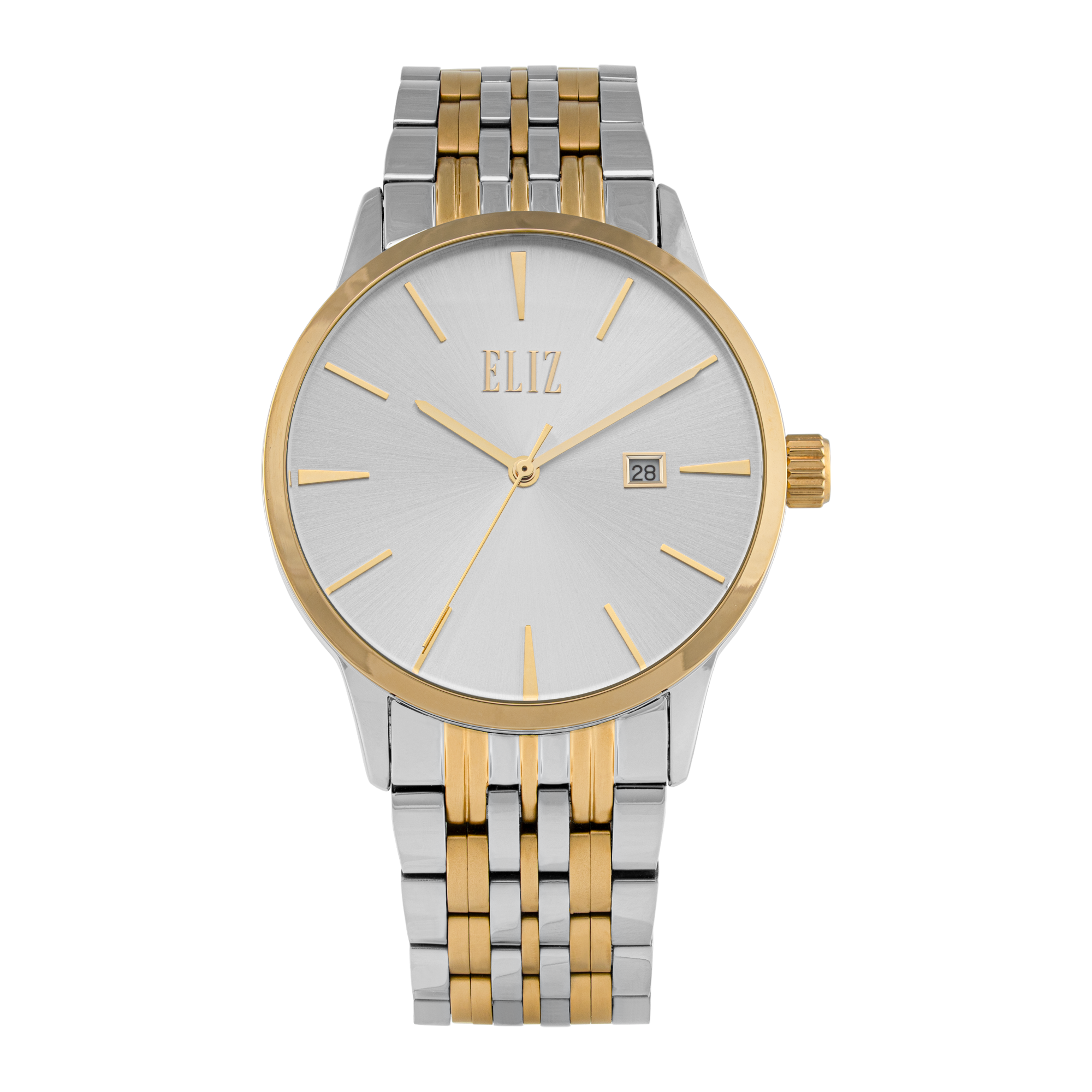ELIZ  ES8883G2TST SS Caseback & Band Calendar Men's Watch