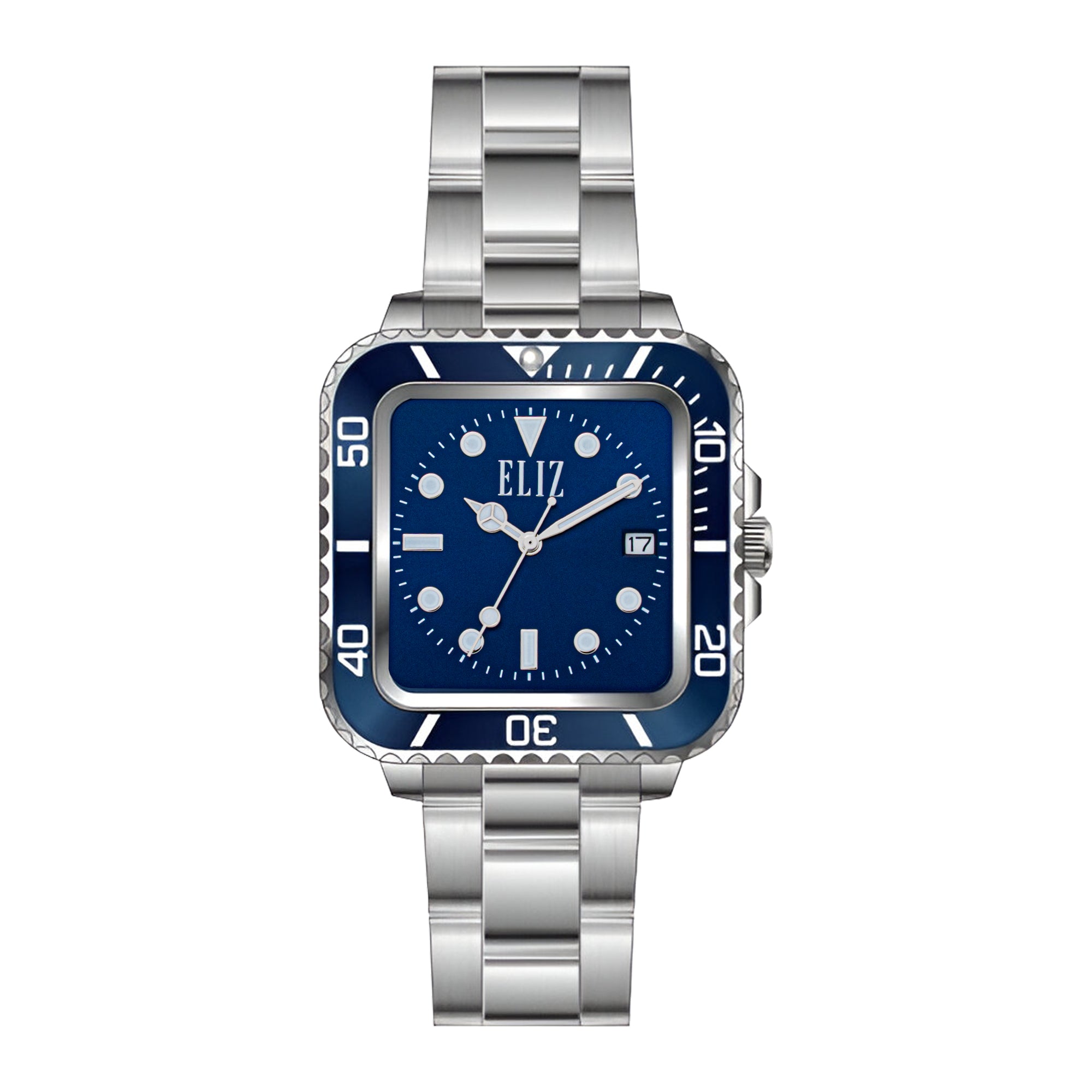 ELIZ ES8892G2SBS SS Case & Band Calendar Men's Watch