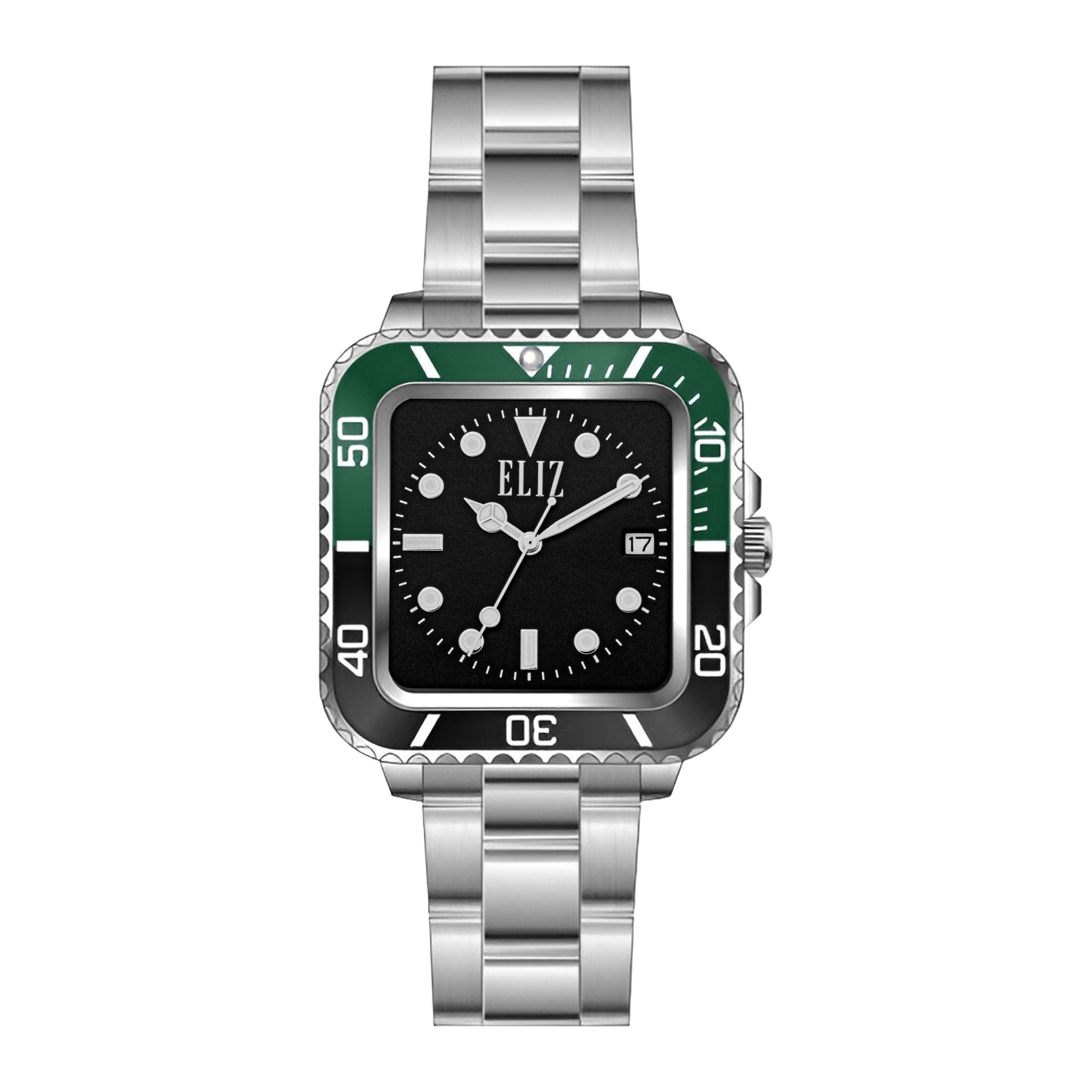 ELIZ ES8892G2SES SS Case & Band Calendar Men's Watch