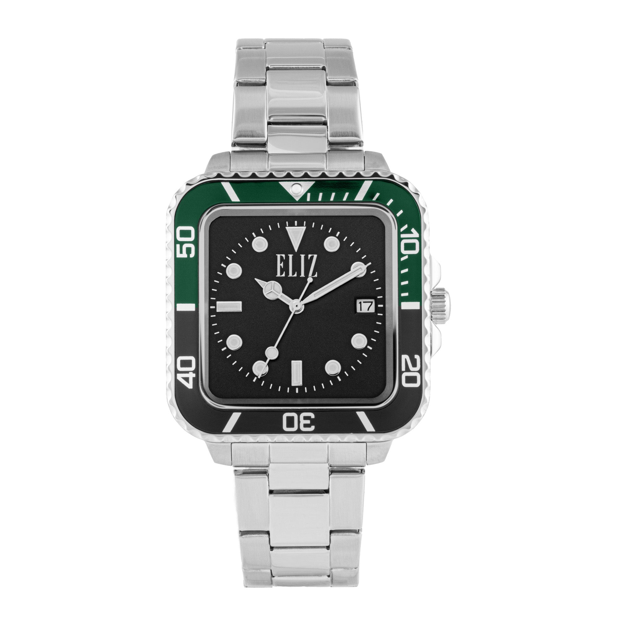 ELIZ ES8892G2SES SS Case & Band Calendar Men's Watch