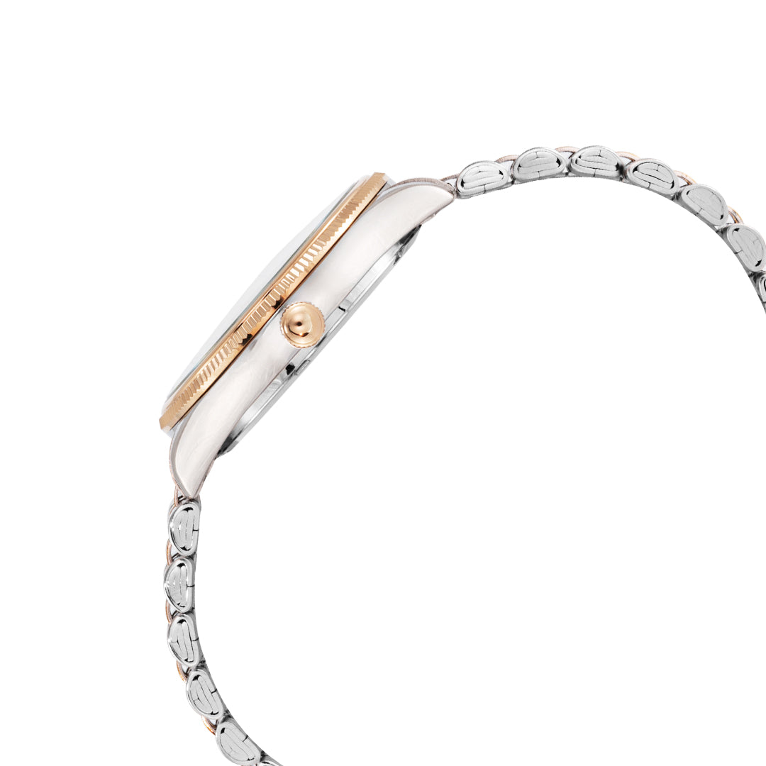 ELIZ ES8893L2UBU SS Case & Band Date Women's Watch