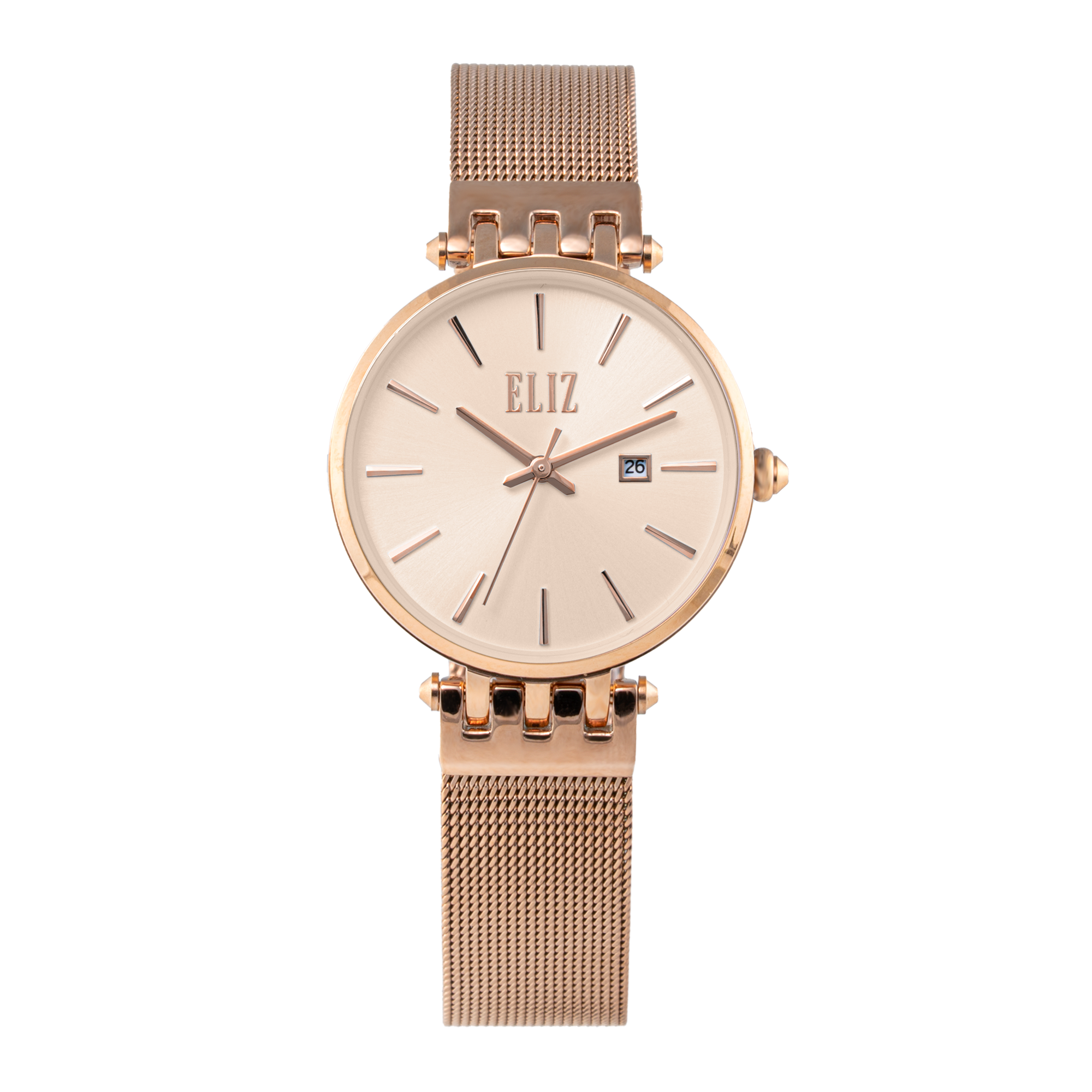 ELIZ  ES8905L2RPR SS CASE & MESH STRAP CALENDAR WOMEN'S WATCH