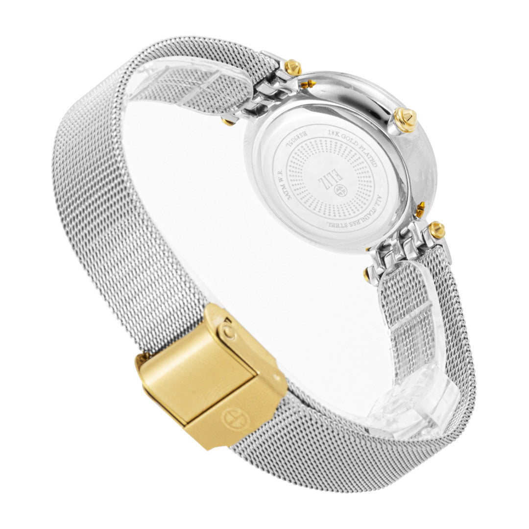 ELIZ ES8905L2TET SS Case & Mesh Strap Date Women's Watch