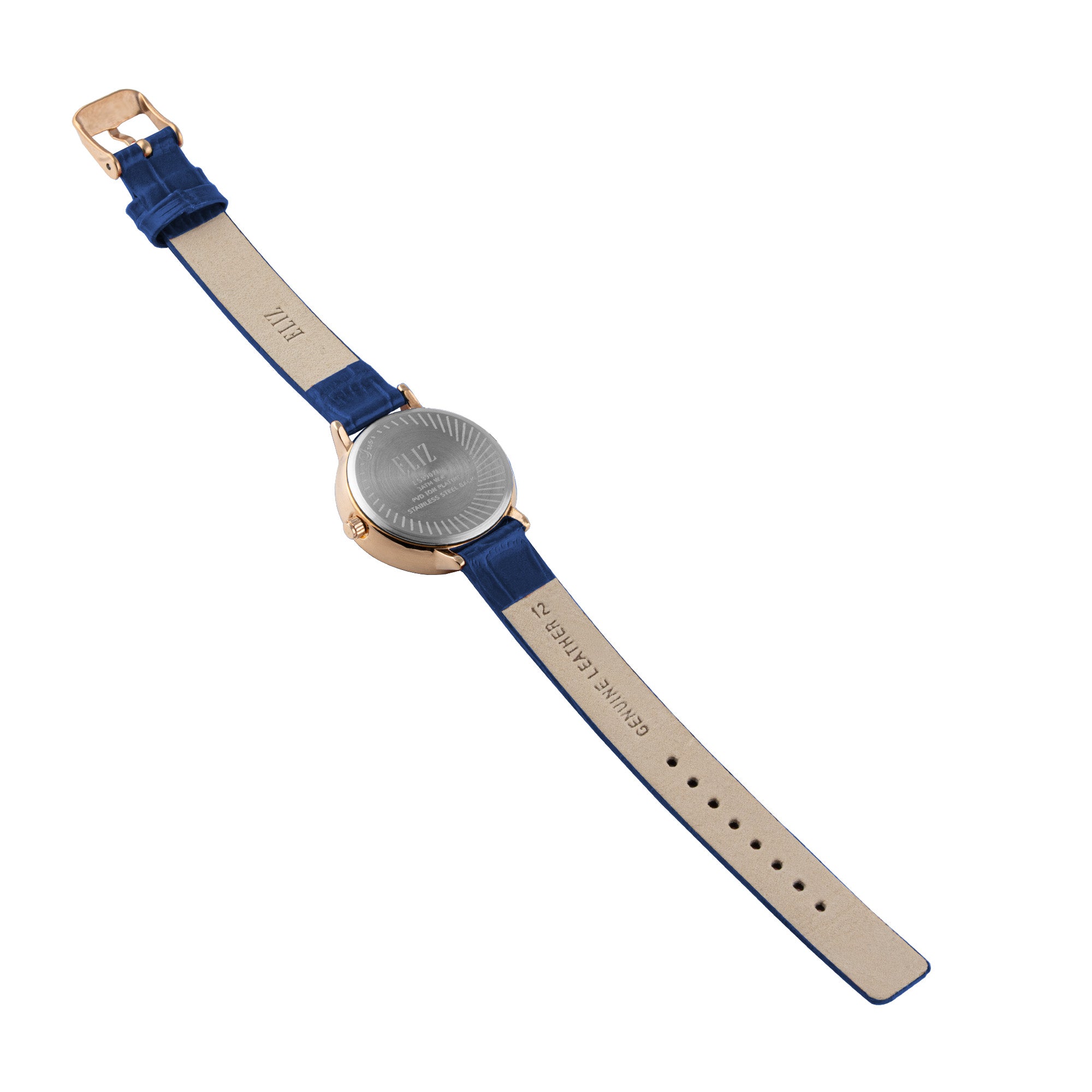 ELIZ ES8907L1RBB SS Caseback & Leather Strap 3-Hands Women's Watch