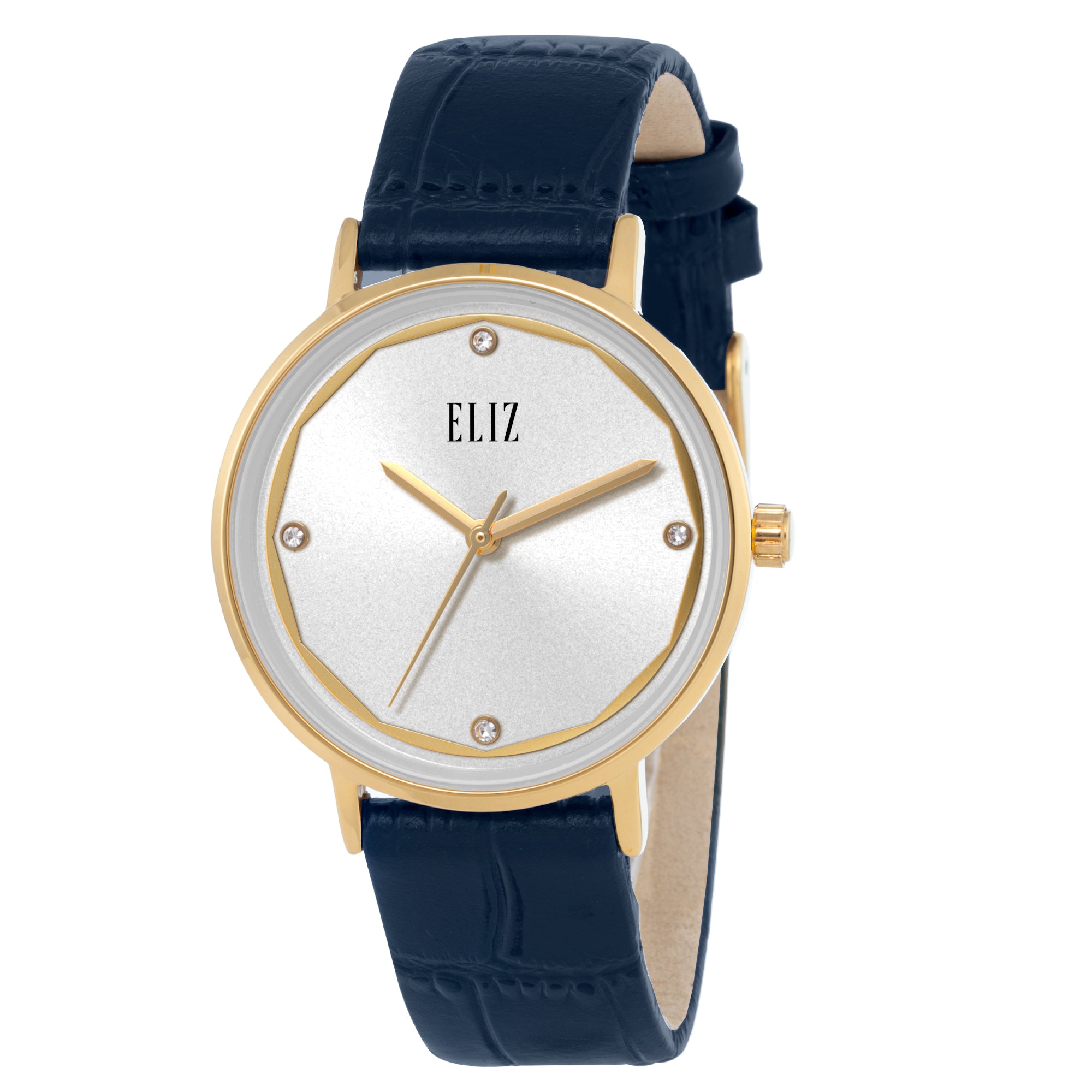 ELIZ ES8908L1GSB SS Caseback & Leather 3-Hands Women's Watch