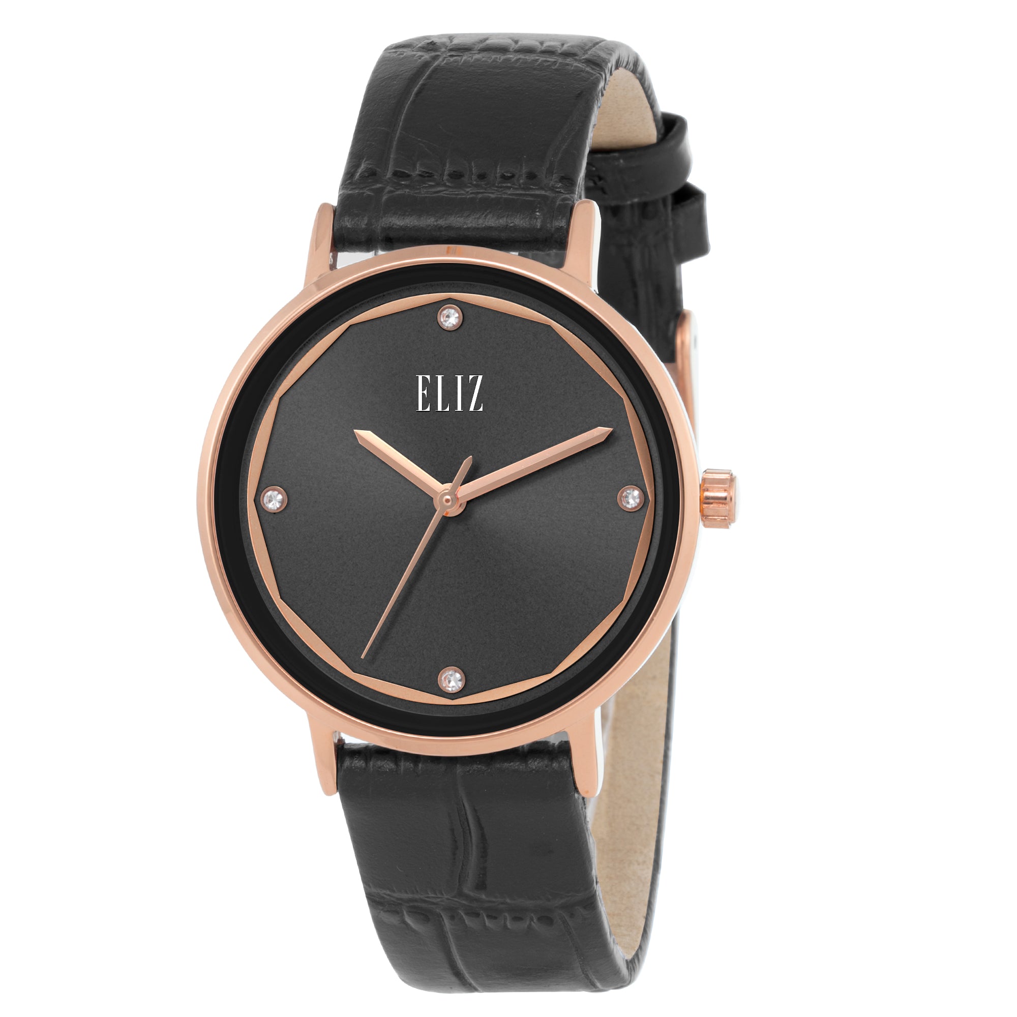 ELIZ ES8908L1RGG SS Caseback & Leather 3-Hands Women's Watch