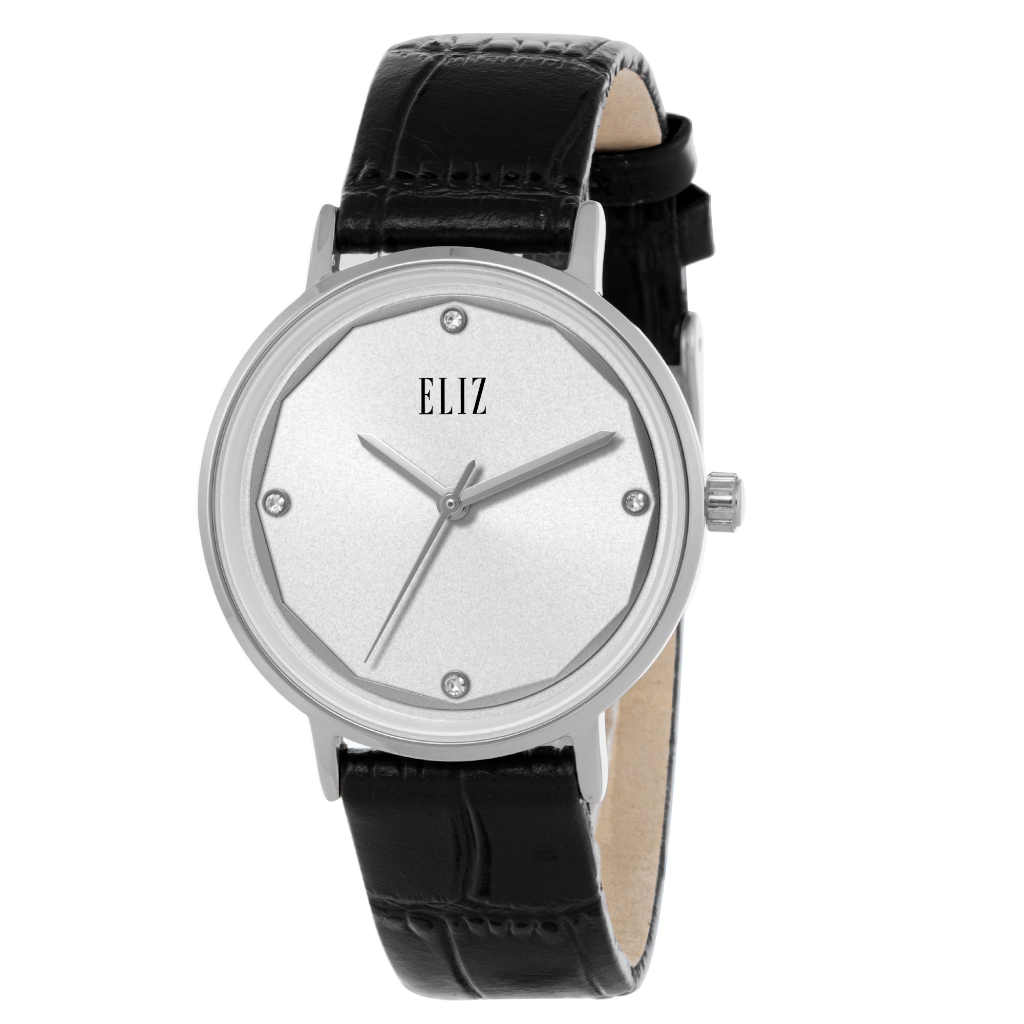 ELIZ ES8908L1SSN SS Caseback & Leather 3-Hands Women's Watch