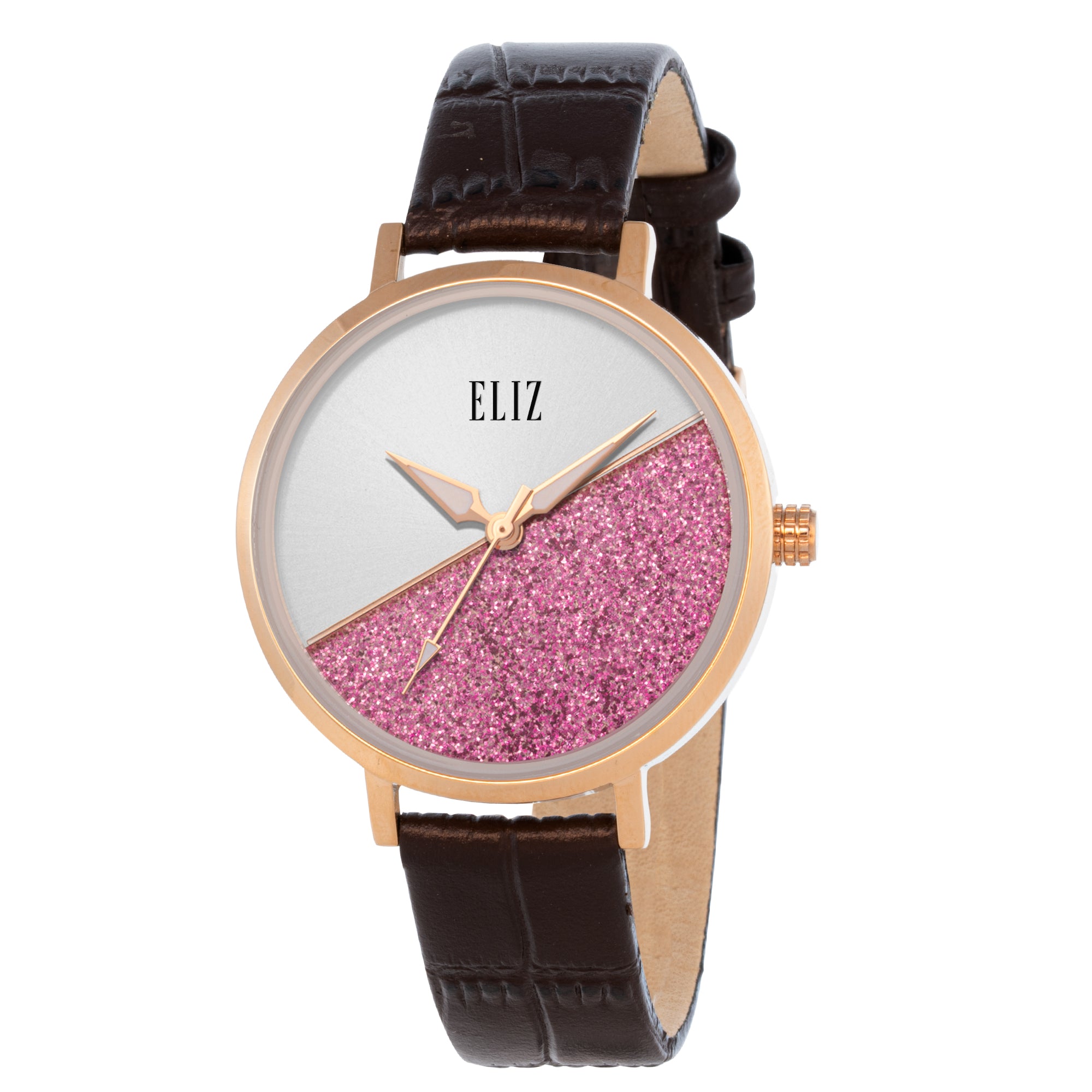 ELIZ ES8911L1RSO SS Caseback & Leather 3-Hands Women's Watch