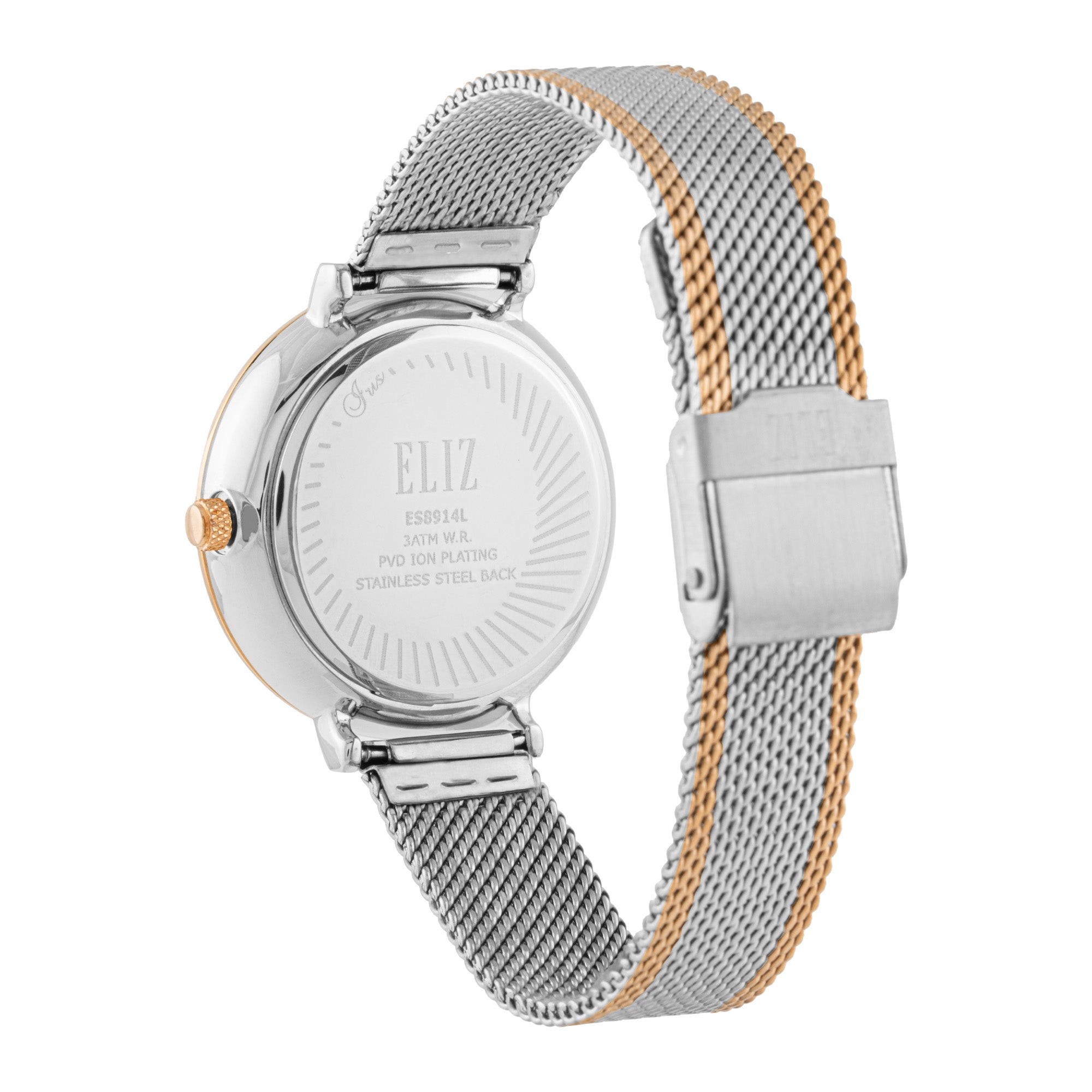 ELIZ ES8914L2USU SS Caseback & Mesh Strap Multifunction Women's Watch