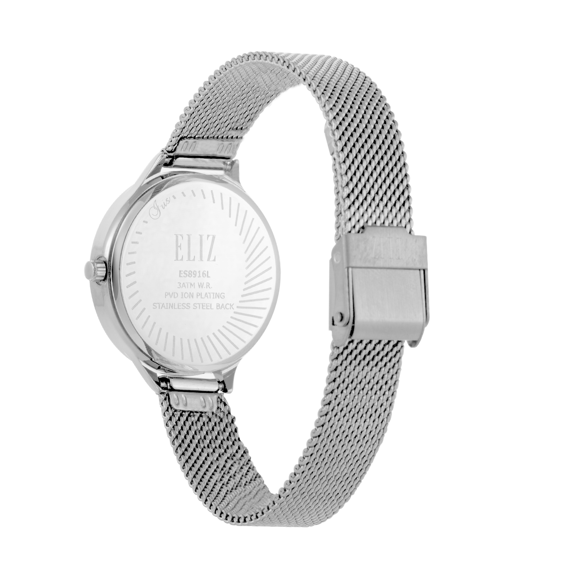 ELIZ ES8916L2SBS SS Caseback & Mesh Strap 3-Hands Women's Watch