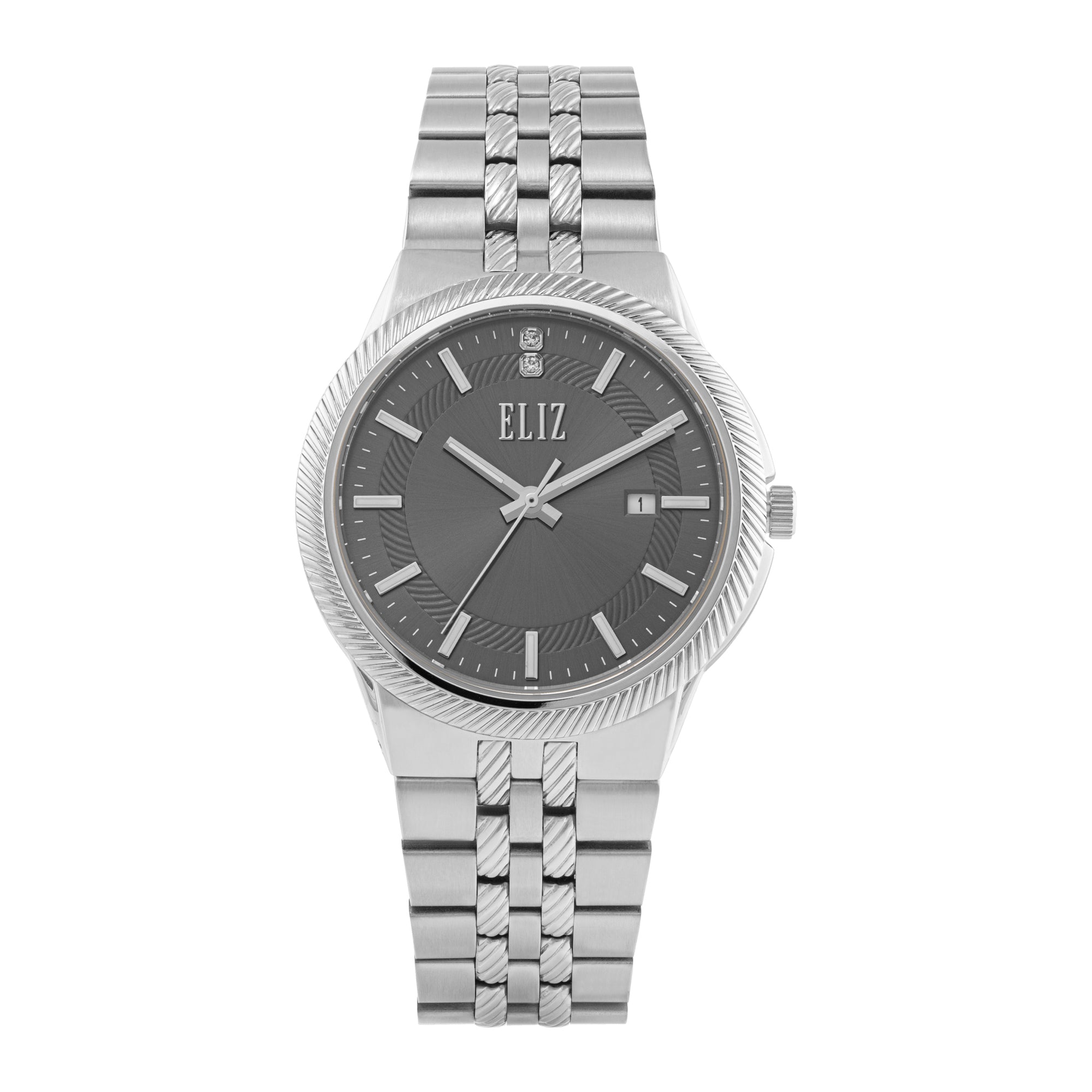 ELIZ ES8943G2SGS SS Case & Band Calendar Men's Watch