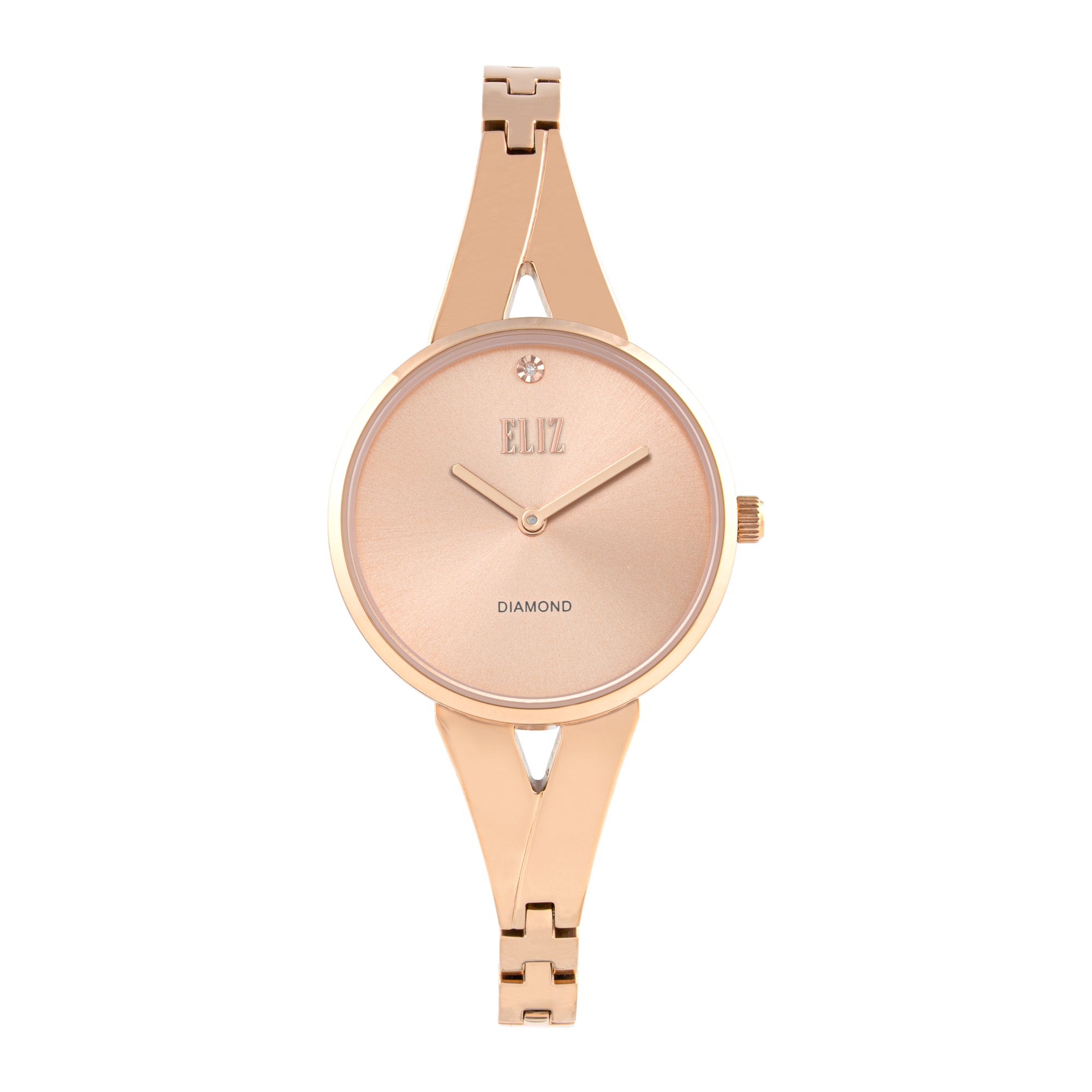 ELIZ ES8945L2RPR SS Case & Band Two-Hands Women's Diamond Watch