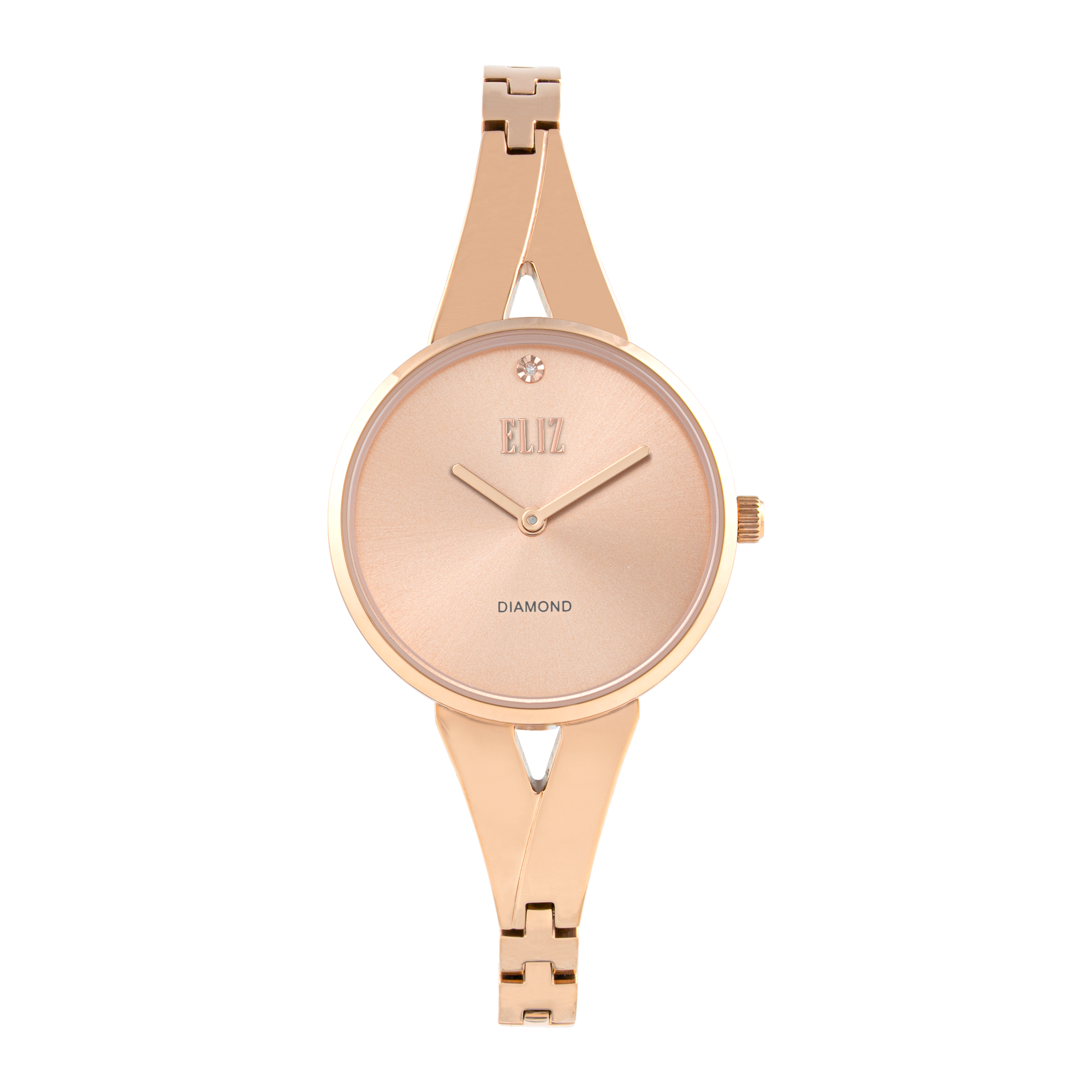 ELIZ ES8945L2RPR SS Case & Band Two-Hands Women's Diamond Watch