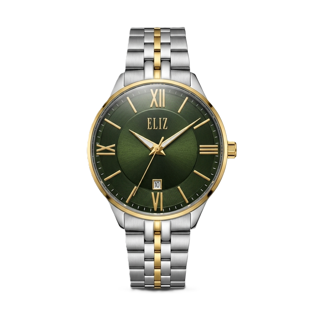ELIZ ES8970G2TET SS Case & Band Calendar Men's Watch