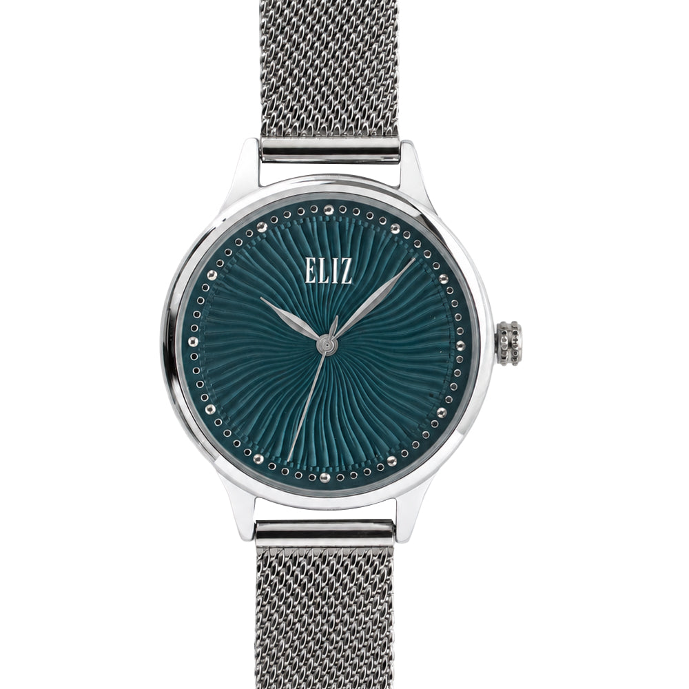ELIZ ES9007L2SES SS Case and Mesh Strap Three-hands Women's watch