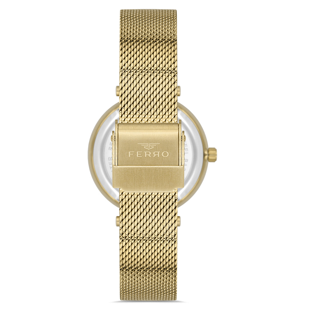 FERRO FL21297C-B SS Caseback & Mesh Strap Japan Women's Watch