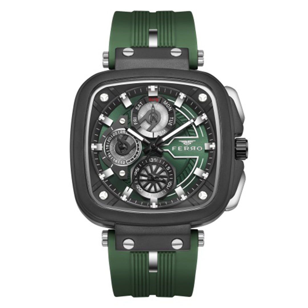 FERRO FM11352D-ZQ SS Caseback & Silicone Multifunction Men's Watch