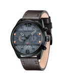 MINI FOCUS MF0068G.05 SS & Leather Strap Multifunction Men's Watch