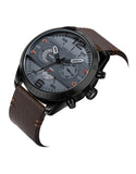 MINI FOCUS MF0068G.05 SS & Leather Strap Multifunction Men's Watch