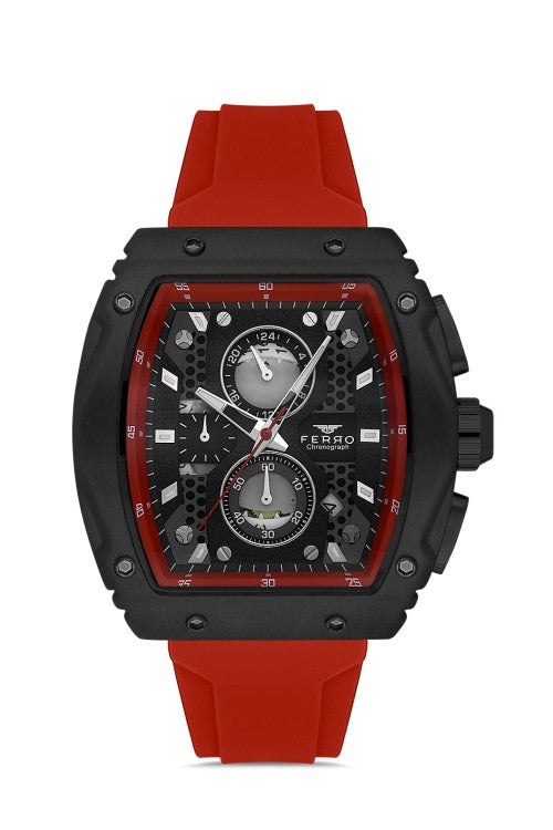 Ferro FM11346D-ZK Metal Case And Silicon Strap Men's Watch