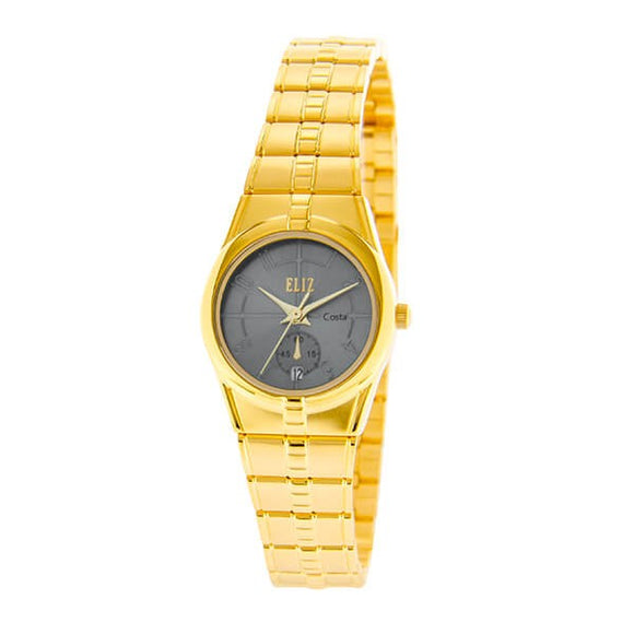 Eliz Women's Grey Dial Gold plated case and Band analog watch ES8147L2GGG
