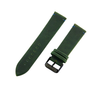 Blade men's Green Genuine Leather Strap with Blue stitching and PVD Black Stainless Steel Ardillon 1