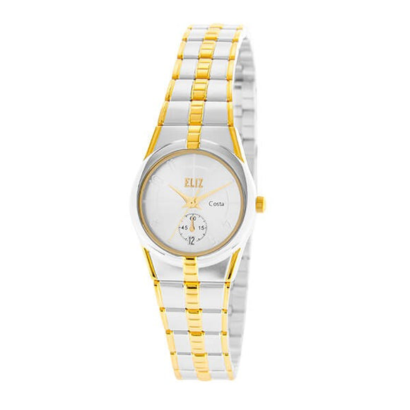 Eliz Women's Silver Dial Two-Tone Gold plated case and Band analog watch ES8147L2TST