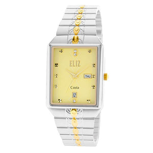 Eliz men's Champagne Dial Two-Tone Silver and Gold plated case and Band analog watch ES8149G2TCT