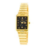 Eliz Women's Black Dial Gold plated case and Band analog watch ES8149L2GNG