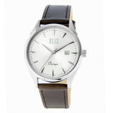 Eliz Men's White Dial Brown Genuine Leather strap Steel case Watch ES8633G1SWO 1
