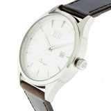 Eliz Men's White Dial Brown Genuine Leather strap Steel case Watch ES8633G1SWO 3