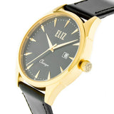 Eliz Men's Black Dial Black Genuine Leather strap Gold plated case Watch  ES8633G1GNN 2